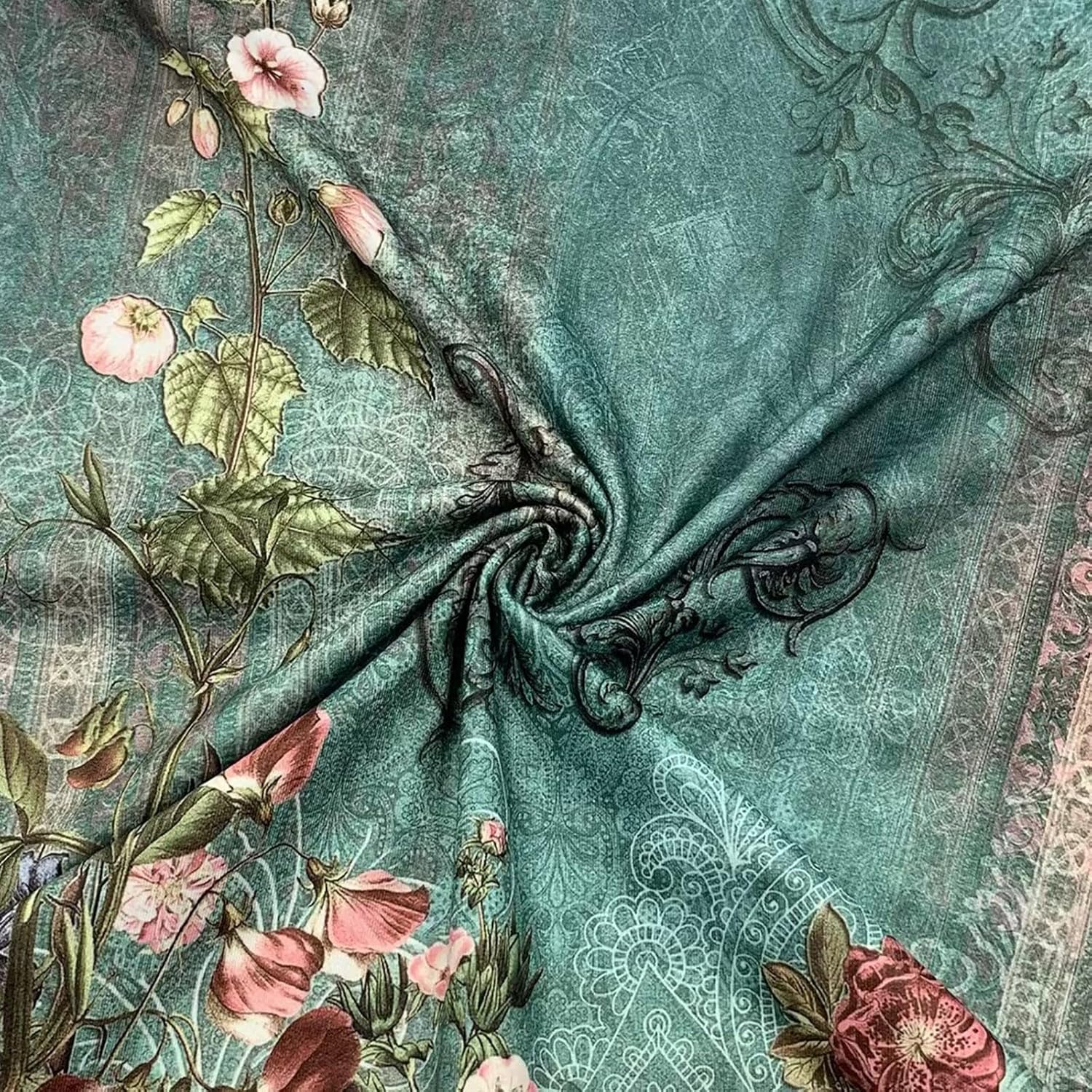 Summer Dresses for Women 2025 V Neck Cold Shoulder Vintage Printed A-Line Dress Beach Vacation Boho Midi Sundress - Image 5