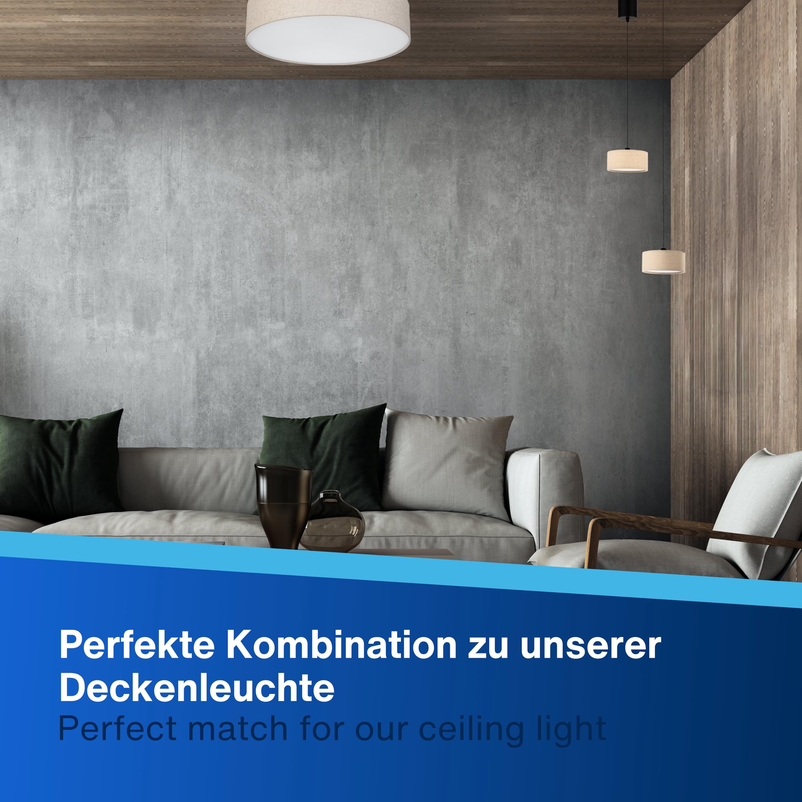 REV Pendelleuchte Akku - 120lm dimmbar 3 Farben, Timer 1-4h, höhenverstellbar (18-123cm), Hängeleuchte Wohnzimmer, Fernbedienung, Stoffschirm, taupe