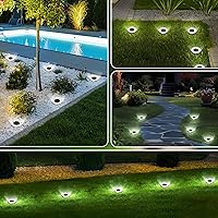 Vista 5 de INCX Solar Ground Lights,16 Pack Solar Lights Outdoor Waterproof, Solar Garden Lights Landscape Lighting for Patio Pathway Lawn Yard Deck Driveway