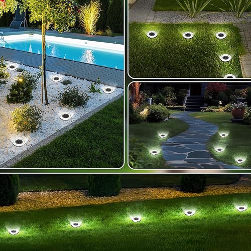 Miniatura 5 de INCX Solar Ground Lights,16 Pack Solar Lights Outdoor Waterproof, Solar Garden Lights Landscape Lighting for Patio Pathway Lawn Yard Deck Driveway