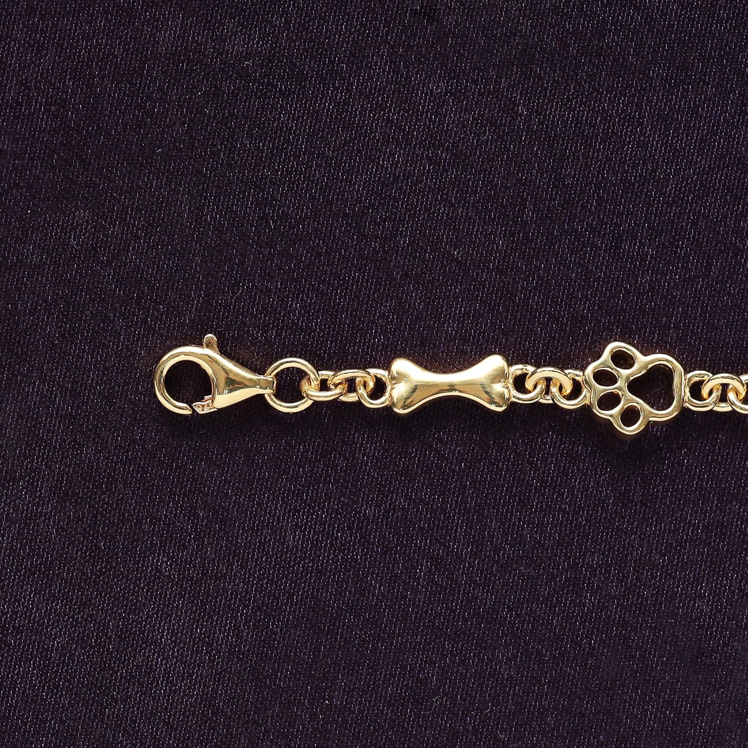 Charm Dog Paw And Bone Bracelet for Men & Womens in 14k Gold Over Sterling Silver Bangle Bracelet