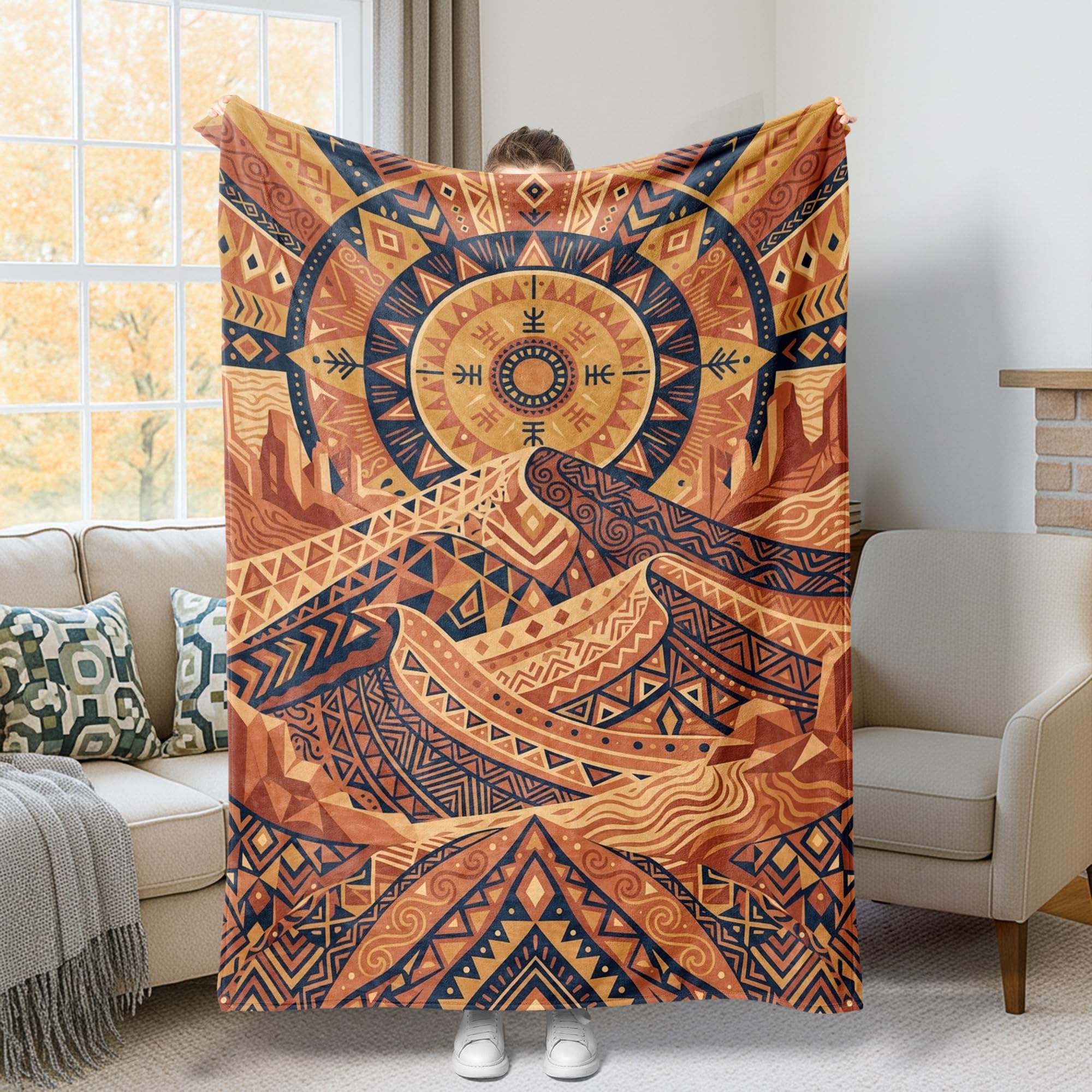 Couverture de soleil en peluche compacte - Plaid léger pour lit et chaise de bureau