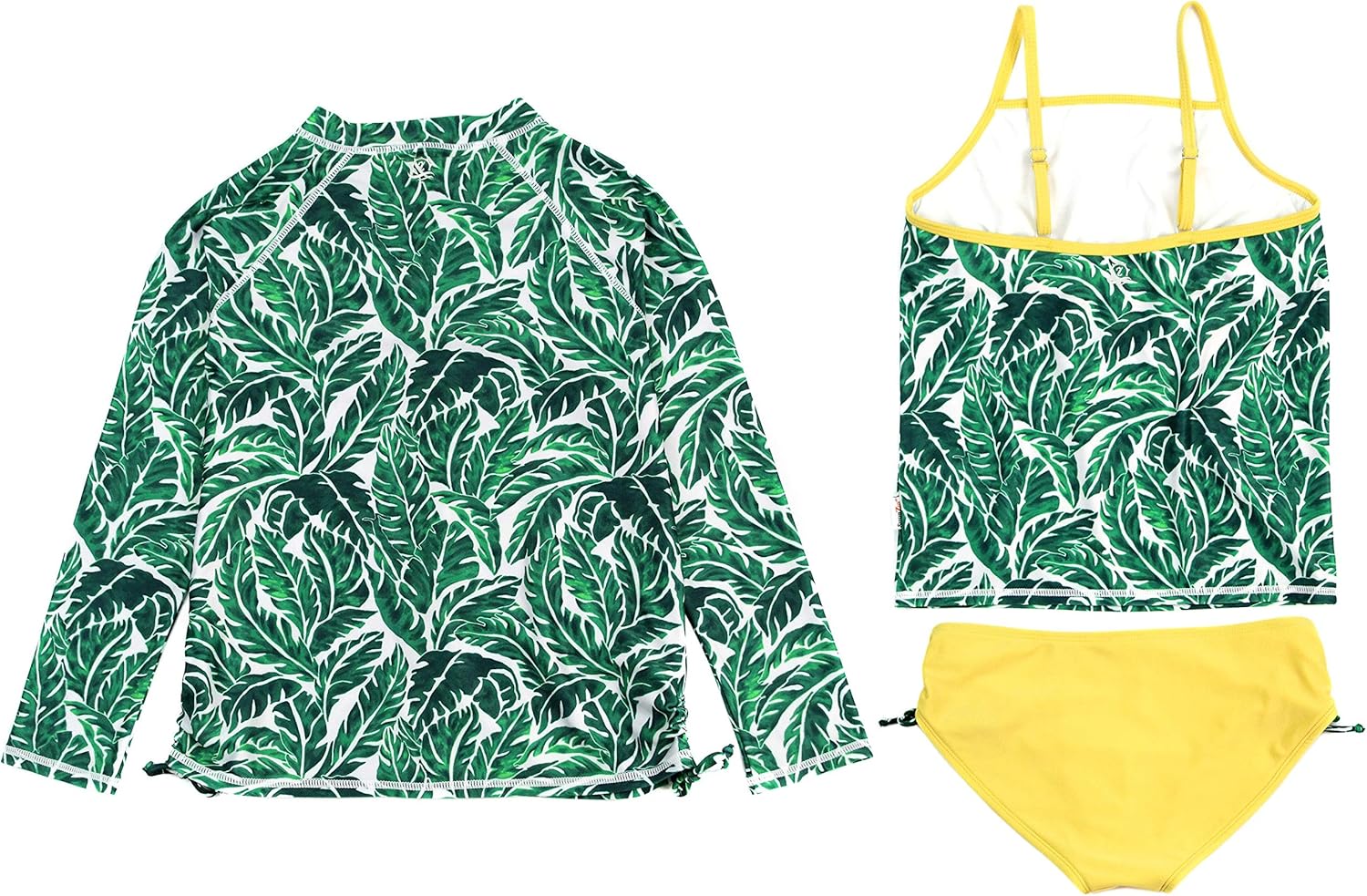 SwimZip Girls' UPF 50+ 3-Piece Long Sleeve Rash Guard, Tankini, & Bikini Bottoms - Image 2