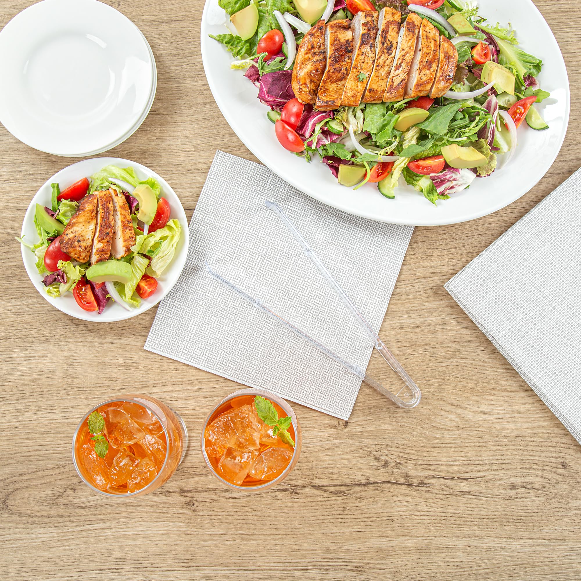 Restaurantware - Cater Tek Pinzas para servir de 9 pulgadas, 10 pinzas desechables para catering, con puntas dentadas, resistentes, pinzas de plástico transparente, mango largo, para bodas, bufés,