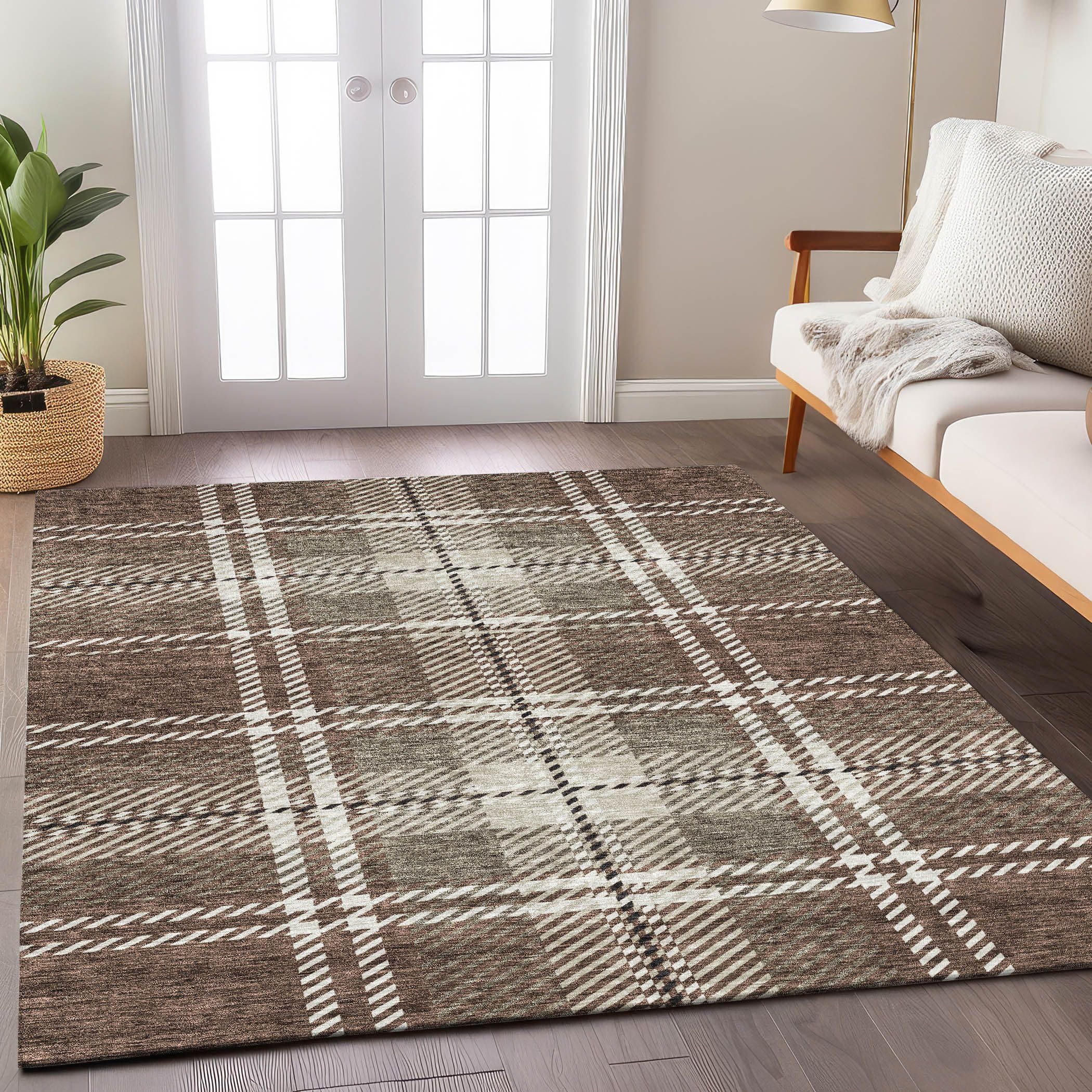 Addison Rugs Chantille ACN935 Brown 3' x 5' Indoor/Outdoor, Machine Washable, Easy Clean, Non Shedding, Bedroom, Living Room, Dining Room, Kitchen,