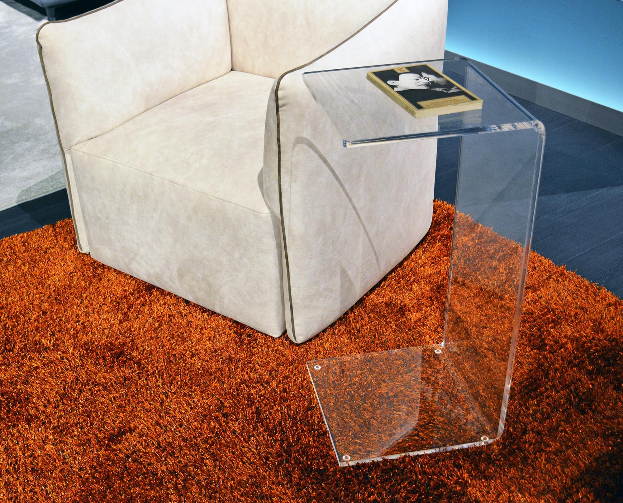 Tavolino Lato Divano In Cristallo Acrilico - Design Moderno Made In Italy 33x33x70 Cm - Foto 2