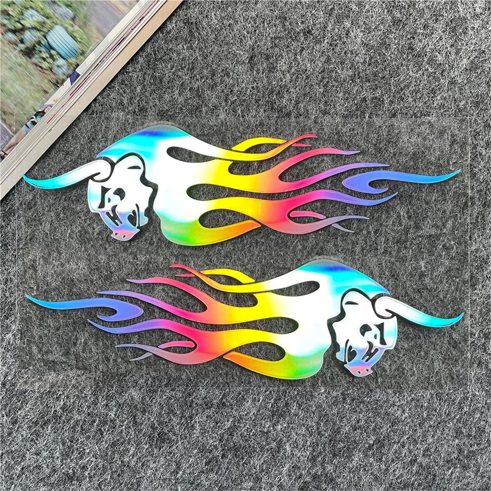 HAfgDJ 2pcs Flame Car Sticker Motorcycle Front Windshield Helmet Motorcycle Accessories