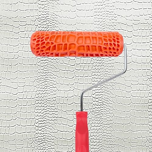 Miniatura 28 de Rodillo de textura decorativo de 7 pulgadas, rodillo de pintura con patrón artístico DIY, rodillo de goma para decoración de paredes, muebles