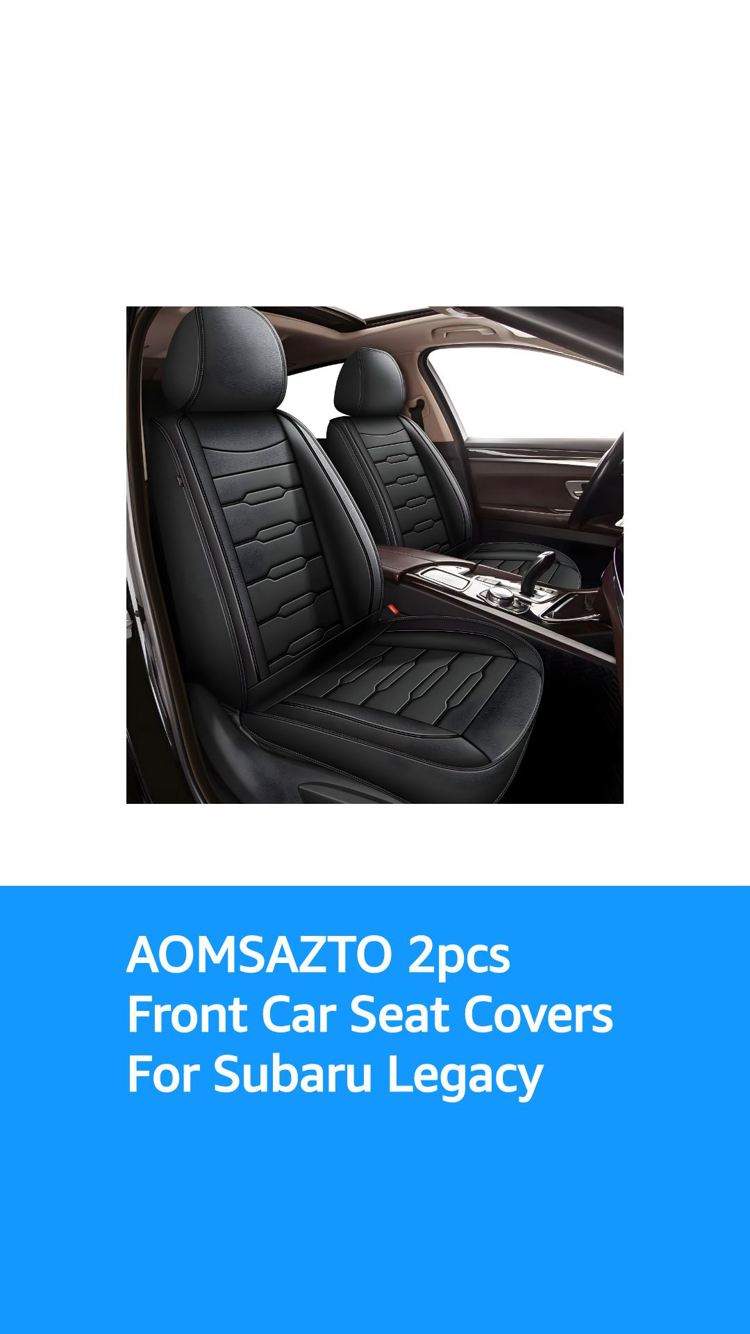 AOMSAZTO Car Seat Covers Full Set Fit for Subaru WRX 2015-2026 - Beige with Tan Piping-Stripe view 3
