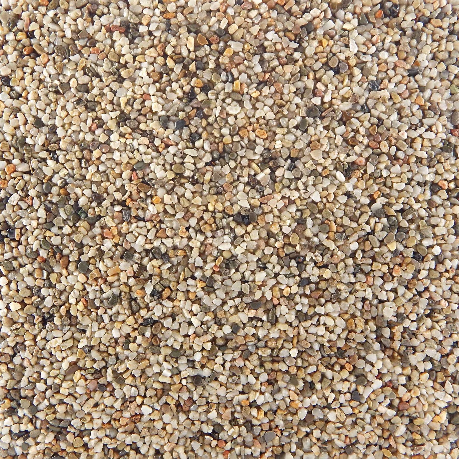 Terralith Steinteppich Marmor Komplett-Set für 1qm - Körnung: fein - 2-4mm mit Polyurethan Bindemittel - für Außen in grau (natura)