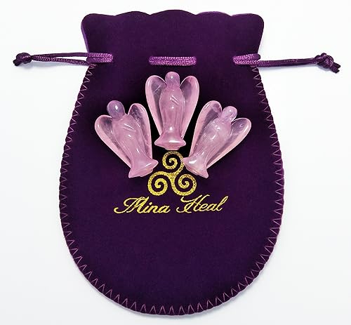 Miniatura 2 de Mina Heal Figuras de ángel guardián de bolsillo, ángeles de bolsillo, Cuarzo rosa