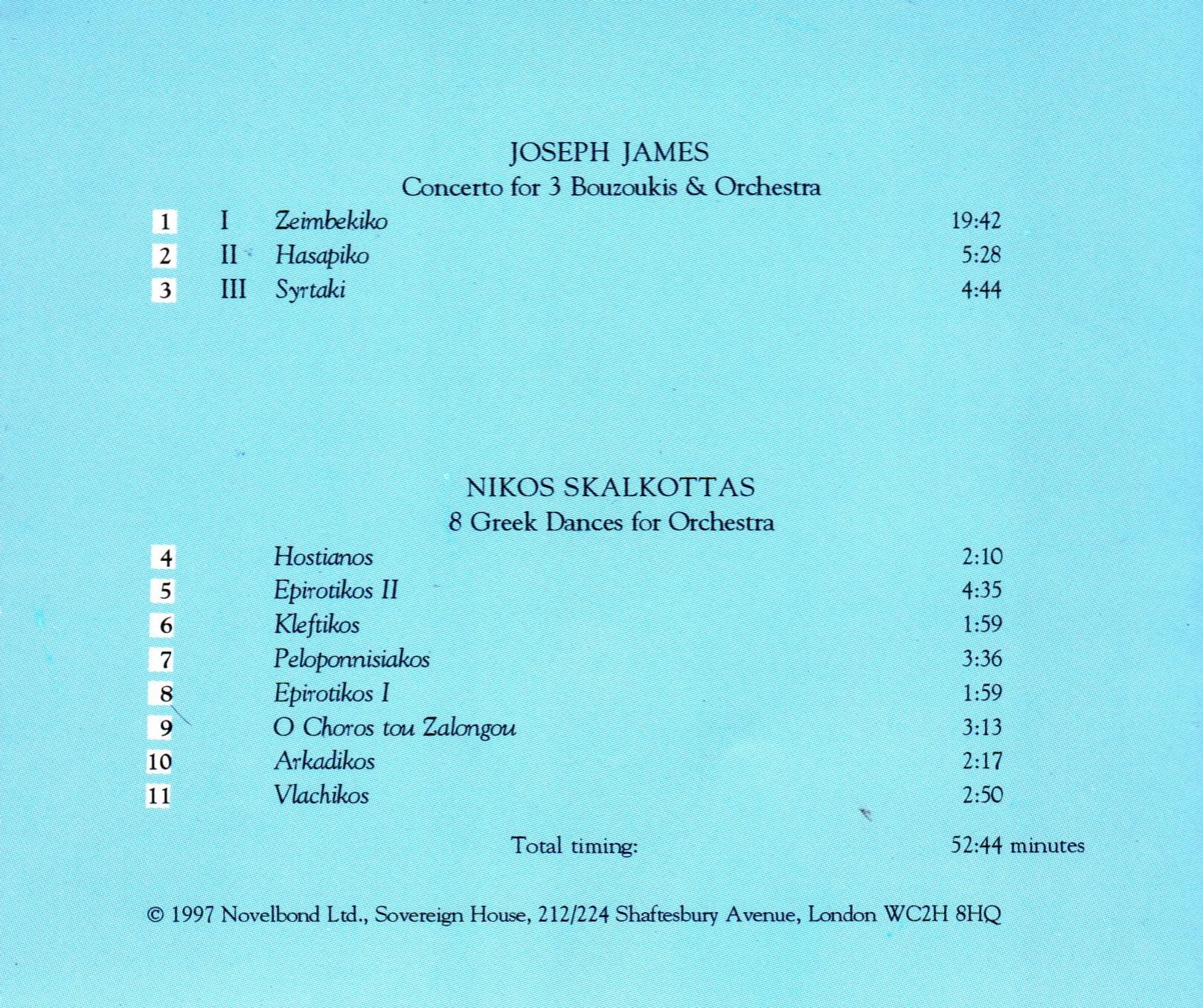 Converto for 3 Bouzoukis & Orch / 8 Greek Dances