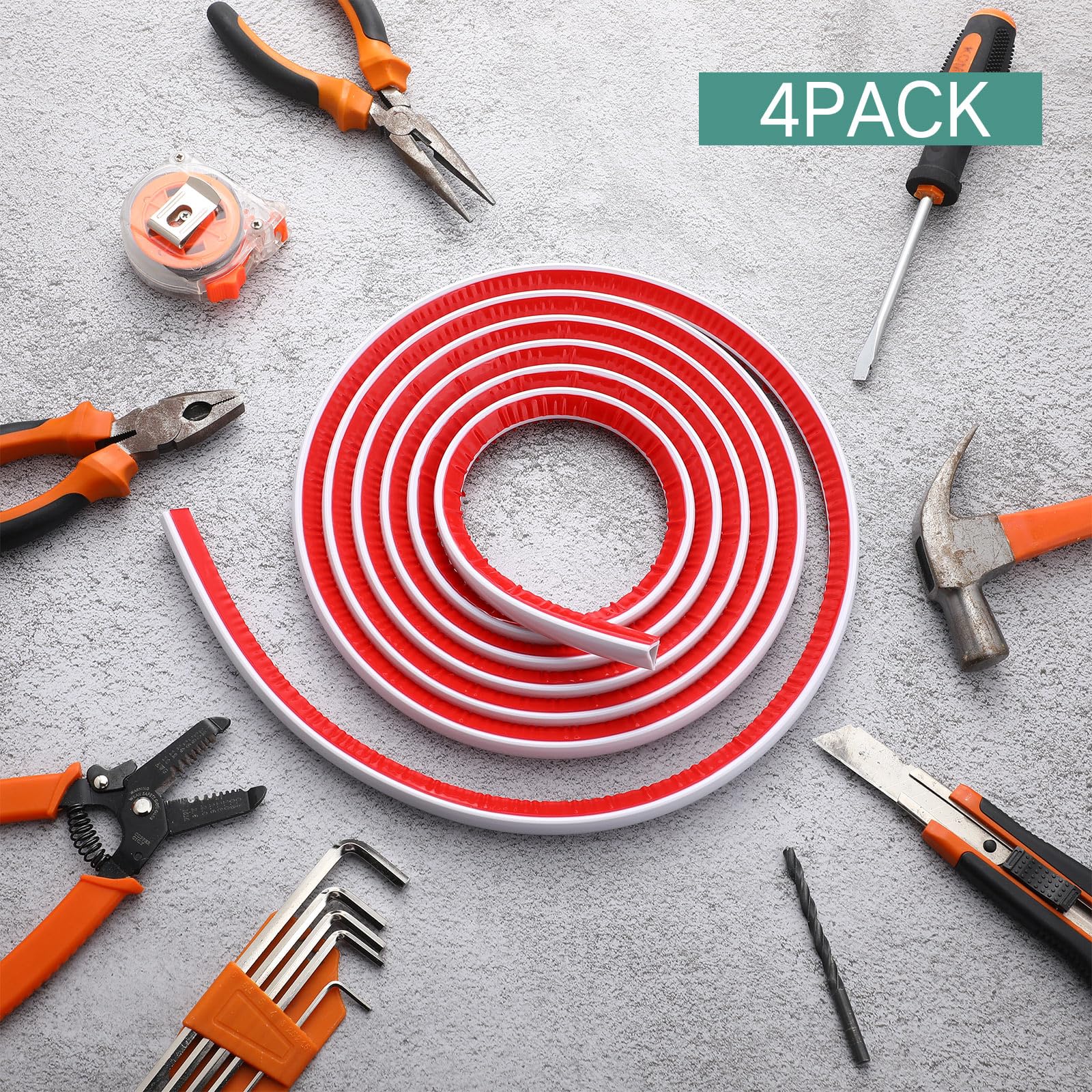 4 Rolls Flexible Trim Caulk Strip Peel and Stick Trim Quarter Round Molding Trim for Backsplash