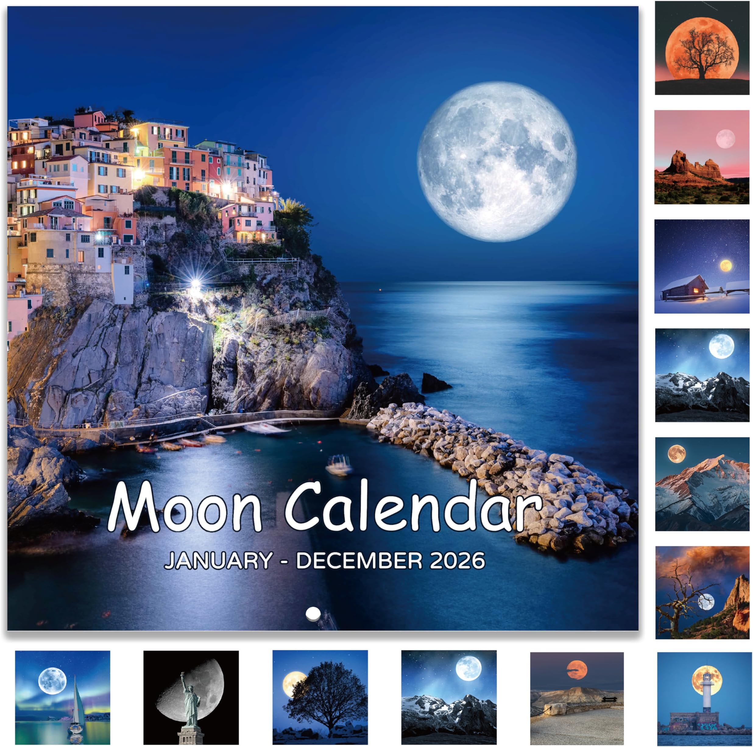 2026 Calendar - Wall Calendar 2026, 2026 Moon Calendar from Jan. 2026 - Dec. 2026, 12" x 24" (Open), 12-Month Wall Calendar, Perfect for Office & Home - Moon