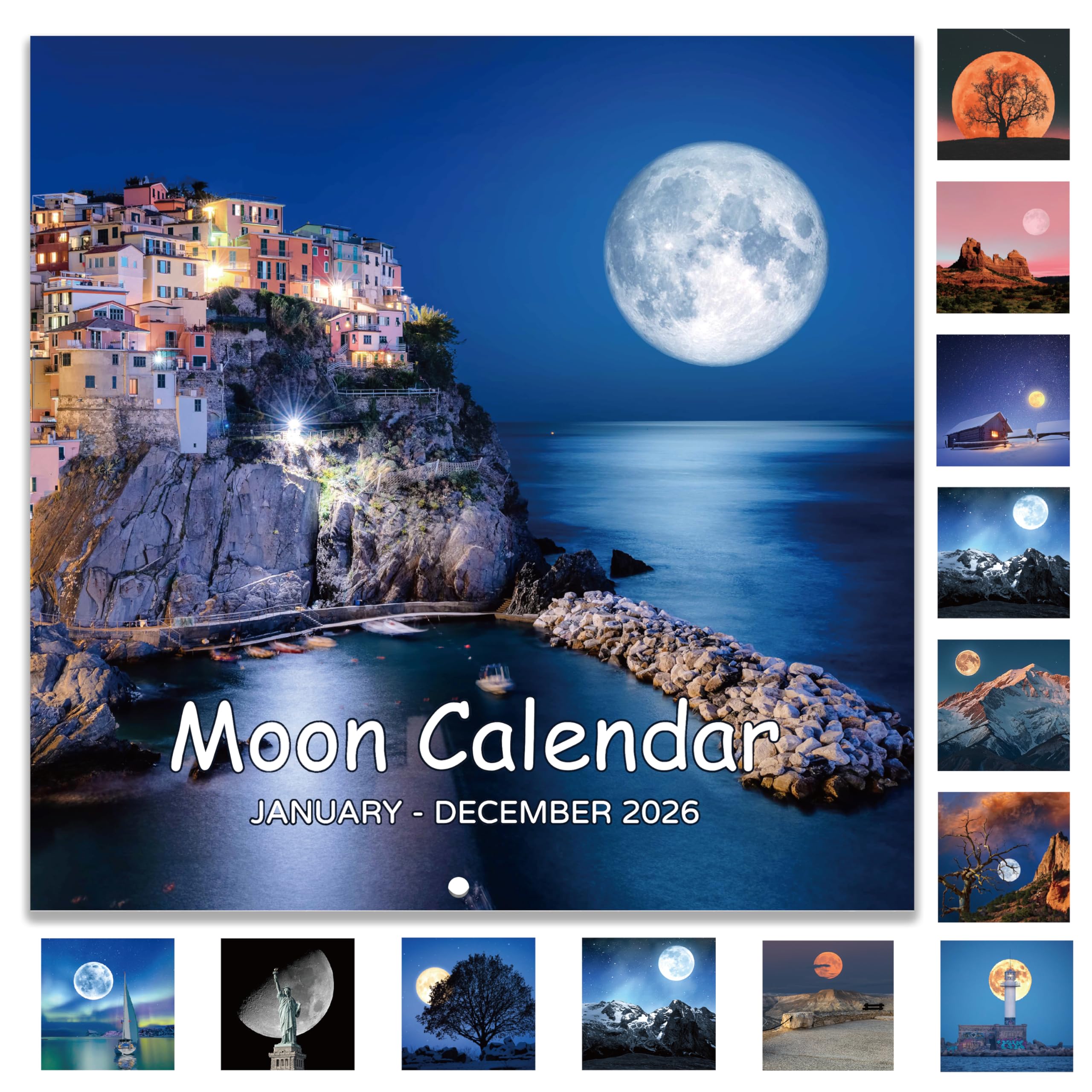 2026 Calendar - Wall Calendar 2026, 2026 Moon Calendar from Jan. 2026 - Dec. 2026, 12" x 24" (Open), 12-Month Wall Calendar, Perfect for Office & Home - Moon