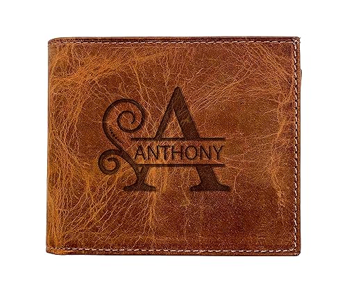 Miniatura 2 de Personalized Valentines Day Gifts for Husband, Custom Engraved Monogram Wallet, Leather Wallet for Boyfriend Fathers Days, Anniversary, Wedding,