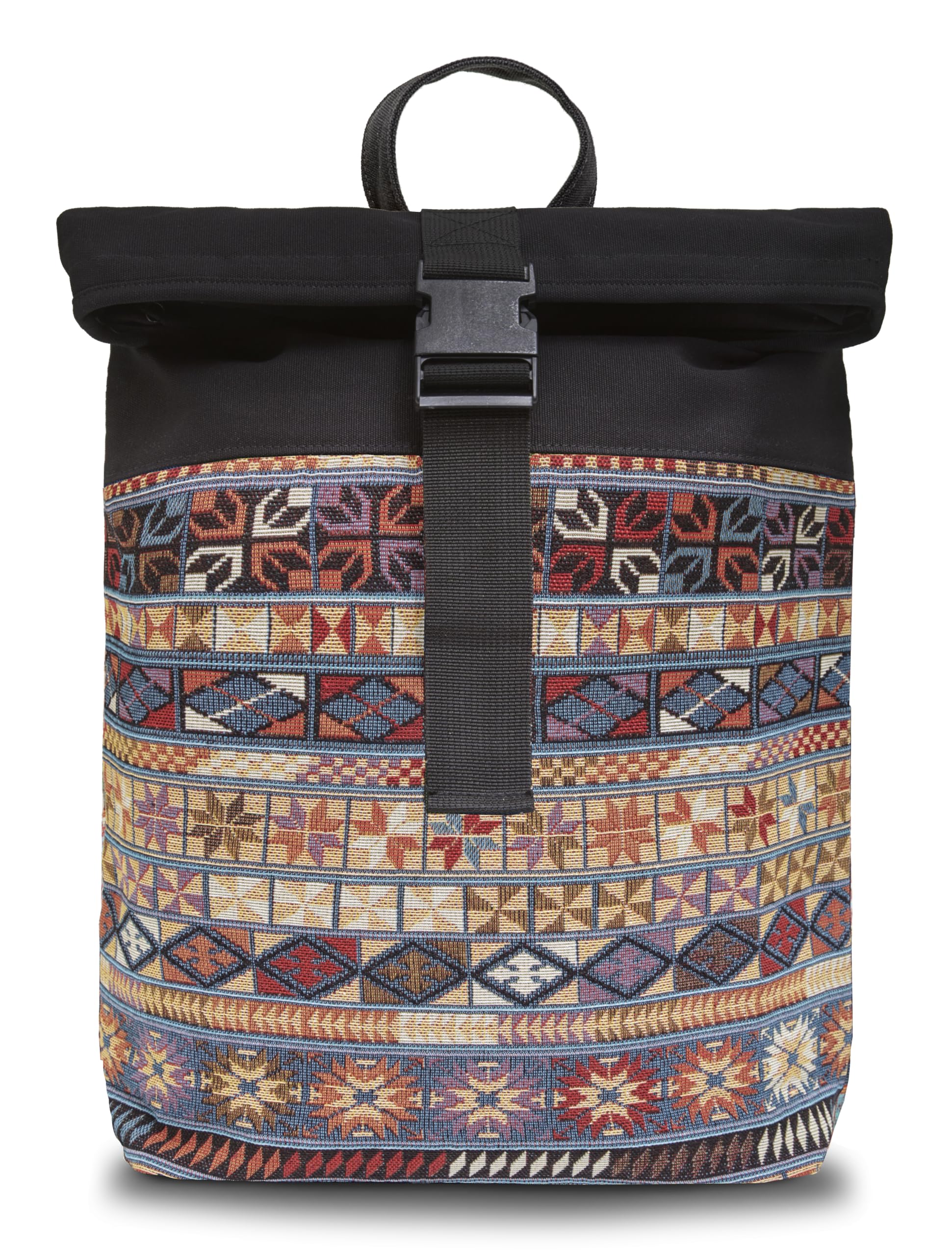 Leon Rolltop Zaino Premium Cotone Tela & Tessuto Tessuto Tessuto Donna Uomo 17 Pollici Laptop Elegante Zaino Da Viaggio Daypack Sport Shopping Viaggi Ciclismo Uni Scuola, Rolltop_boho_006, 45