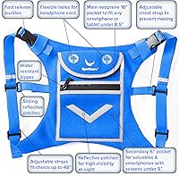 Vista 5 de Mini Mochila Chaleco para Correr para Hombres y Mujeres - Equipo de Alta Visibilidad, Guarda Objetos de Valor, Cualquier Teléfono - Ideal