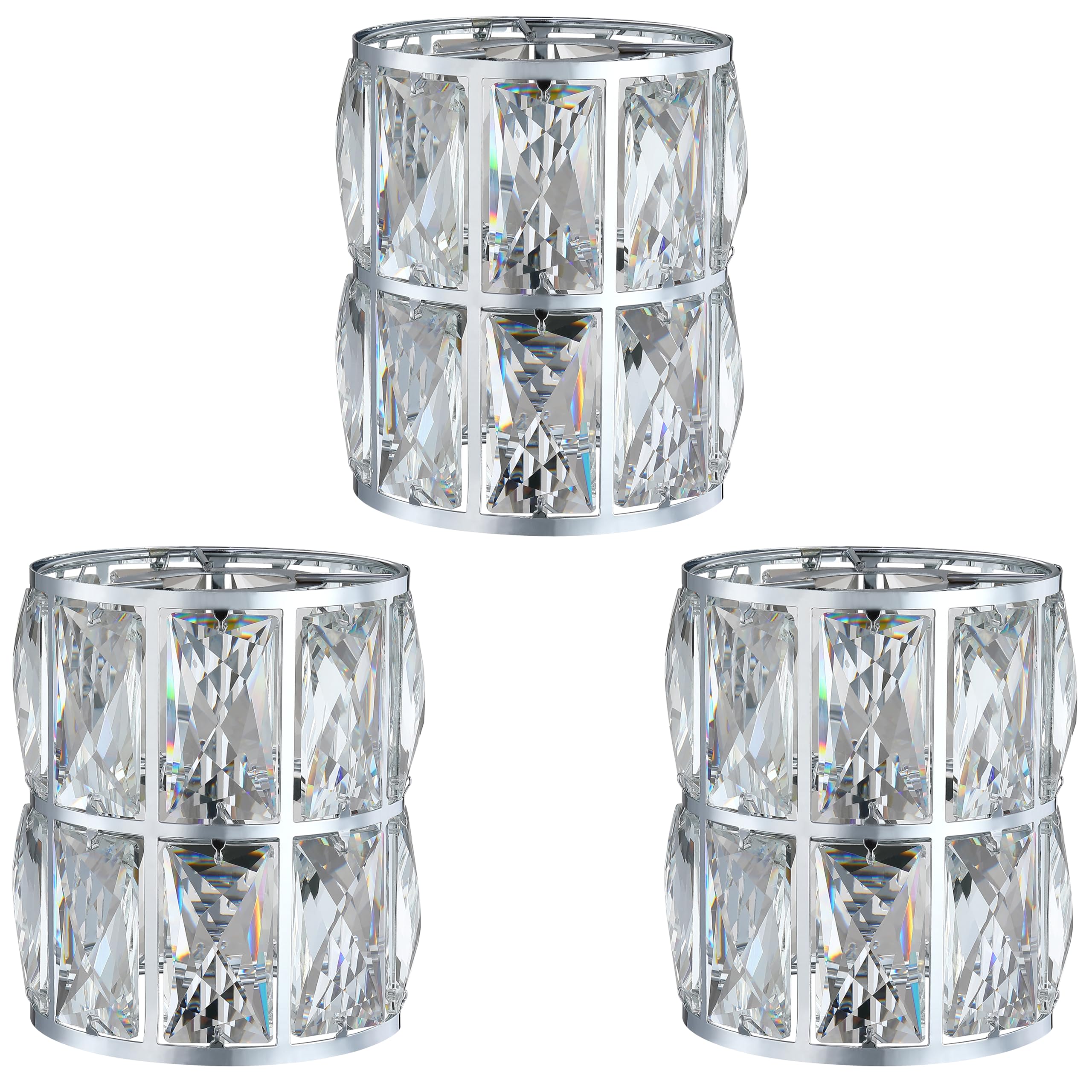 3 Pack Crystal Chandelier Chrome Lampshade H5*4.7" Wall Sconces Pendant Light