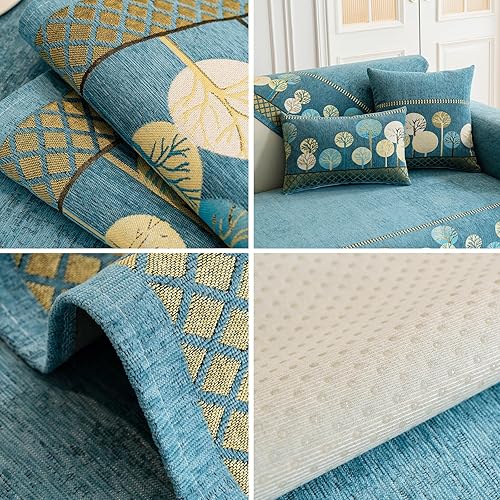 Miniatura 4 de Funda de sofá estilo bohemio, fundas de sofá antideslizantes, fundas de sofá lavables, funda de felpilla para sofá (verde, 36 x 82 pulgadas, 4