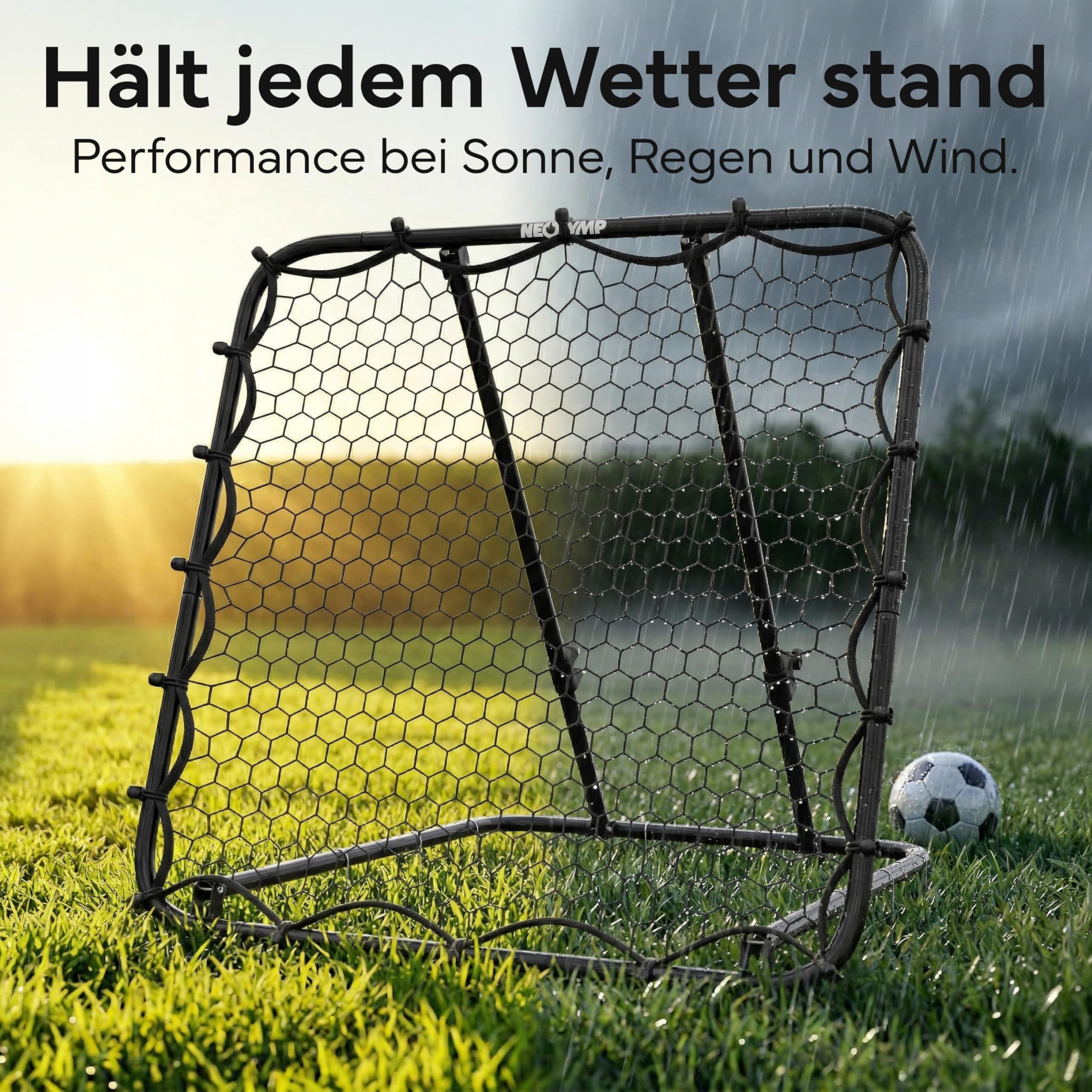 NEOLYMP Rebounder für Fußball – Stufenlos verstellbar für intensives Training, robuster Metallrahmen – Ideal für Kinder, Jugendliche & Vereine – Fußball Trainingszubehör für drinnen und draußen