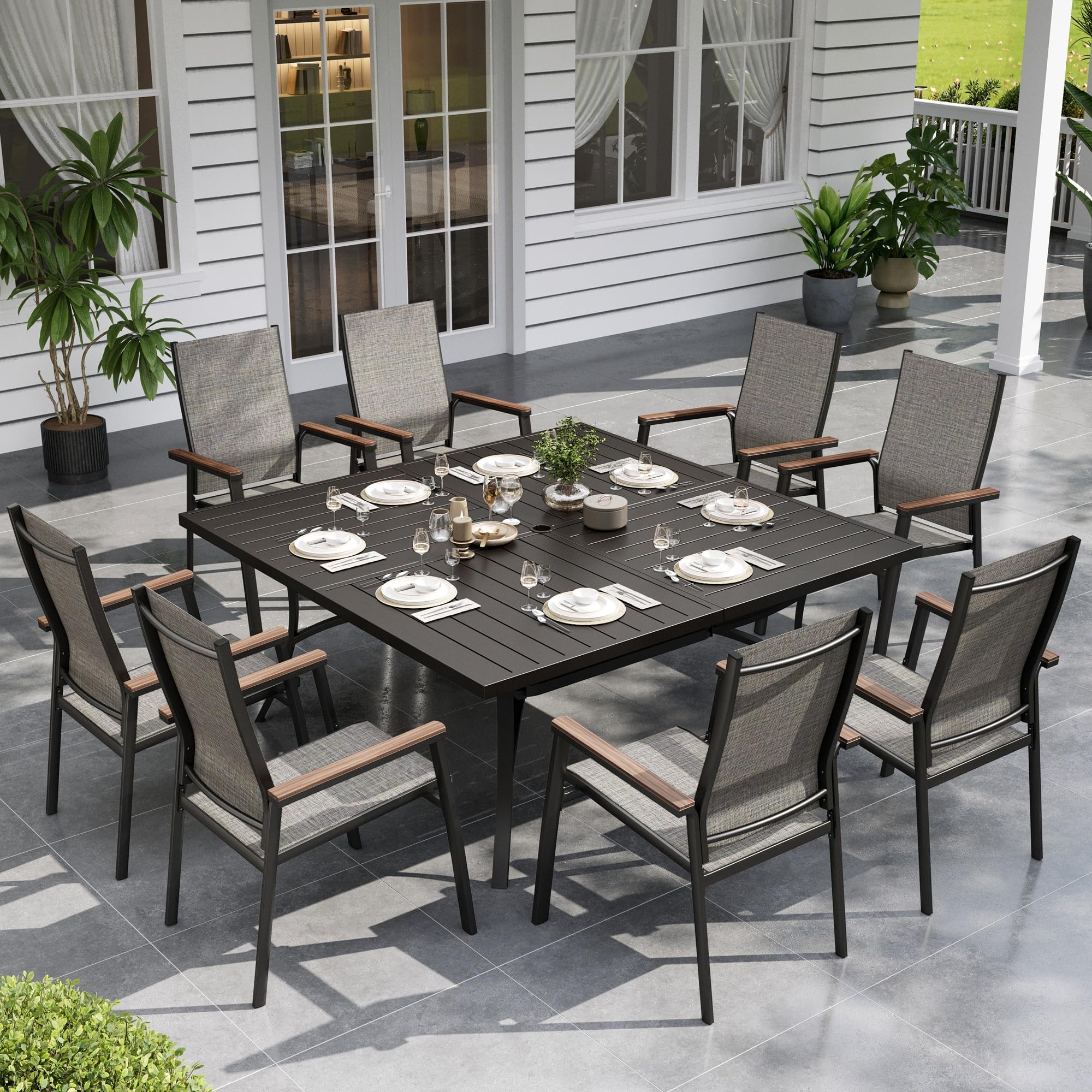 Sophia &amp; William Patio Dining Set for 8 w/Square Table &amp; Aluminum Chairs