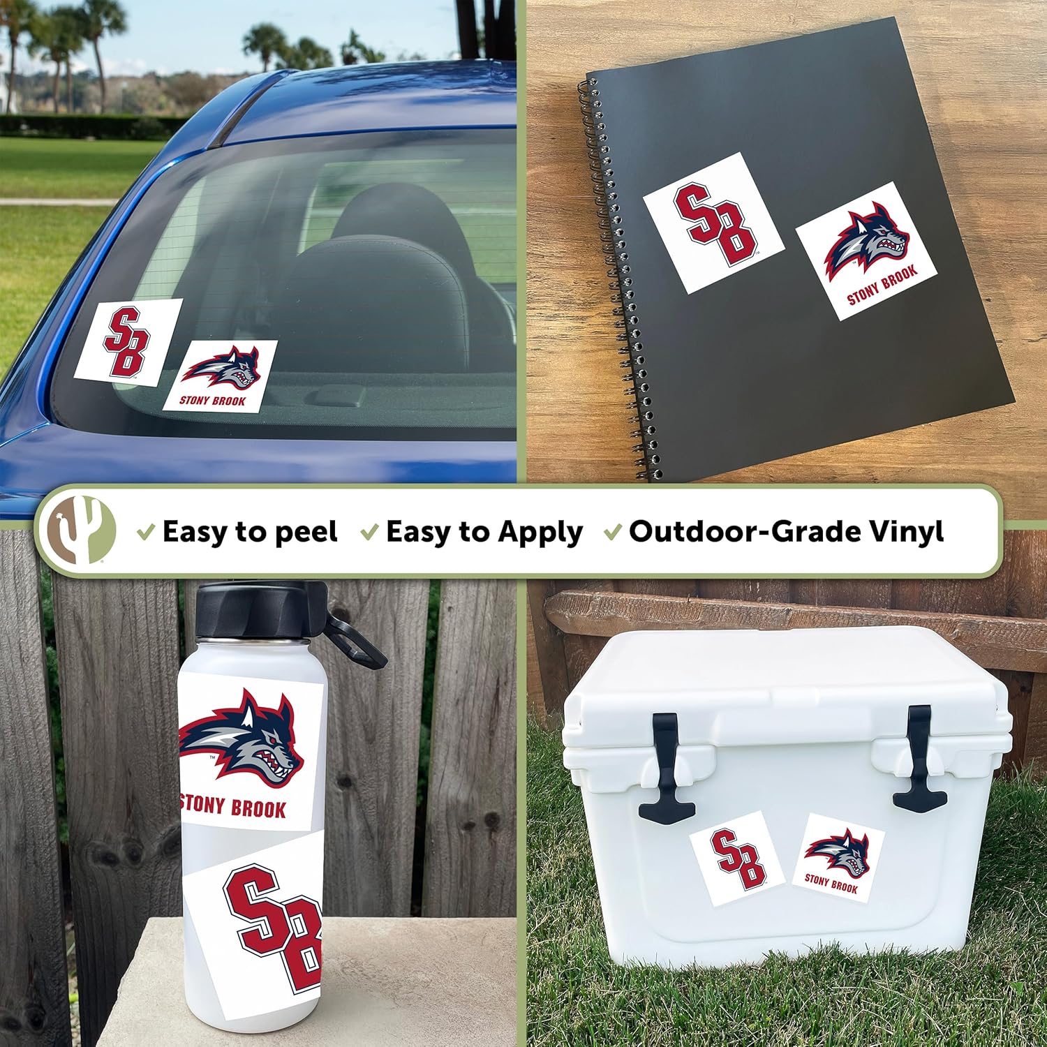 Desert Cactus Stony Brook University Seawolves Sticker Vinyl Decal Laptop Water Bottle Car Scrapbook (4 Inch Set V1) - Image 2