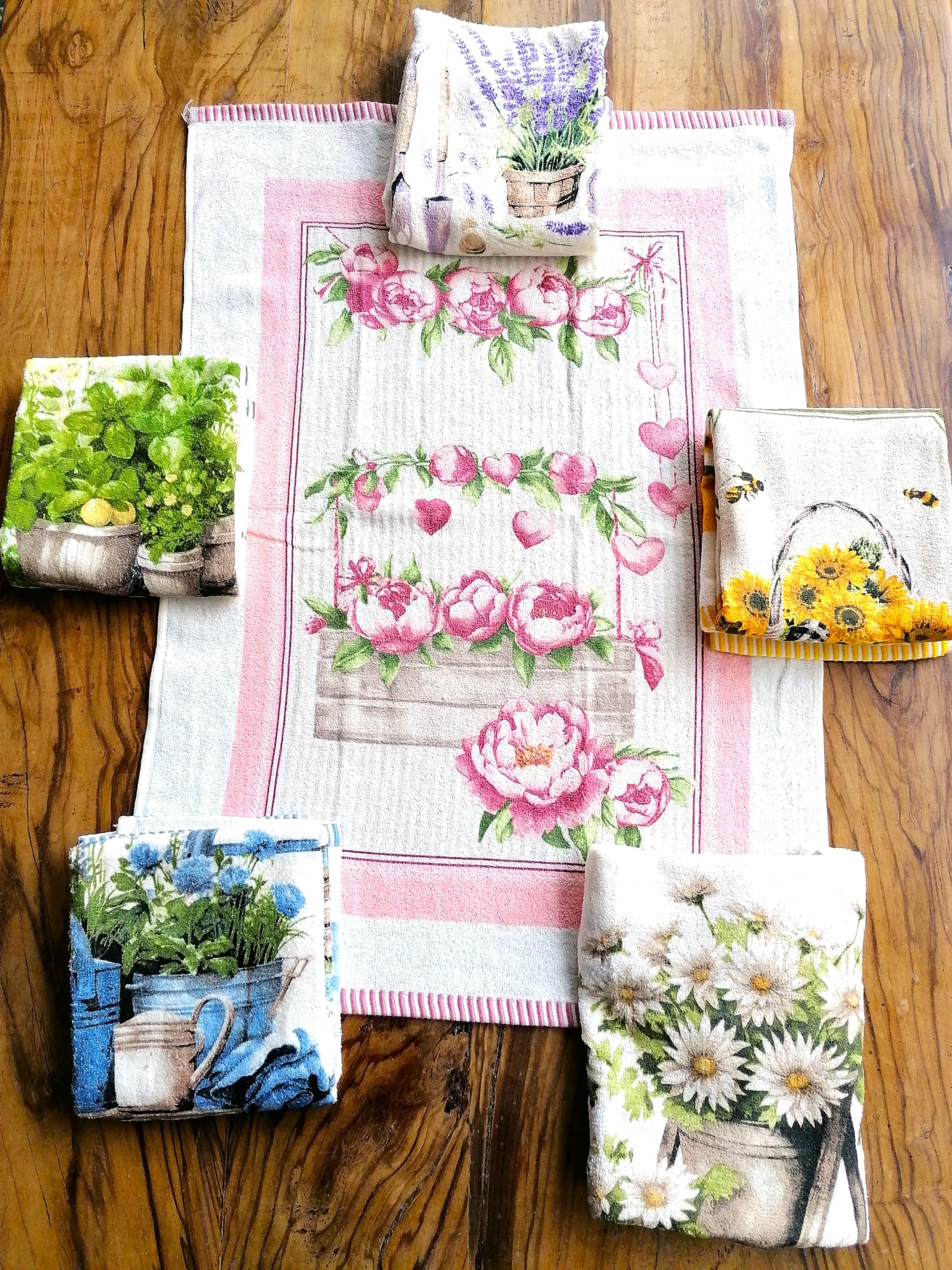 NOVITA!!!! Strofinacci in Spugna di COTONE 100%" COUNTRI pezzi 6 mis.50x70cm.CON PASSANTE FACILE da APPENDERE !!!!