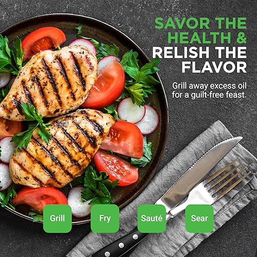 Miniatura 7 de NutriChef Placa reversible de hierro fundido para parrilla – Sartén plana y acanalada de 18 pulgadas, se adapta a dos quemadores, para estufas de