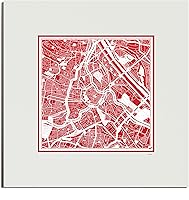 Vista 74 de O3 Design Studio Mapa de corte de papel Madrid negro mate de 20 x 20 pulgadas