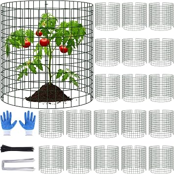 20 Pack Plant Cages for Outdoor Plants, 60pcs Pre-Bent Metal Mesh, 13.5" Dia X 14" H Wire Garden Plant Protector Cloches to Keep Squirrels and Chicken Out and Protection Vegetables Flowers Shrubs