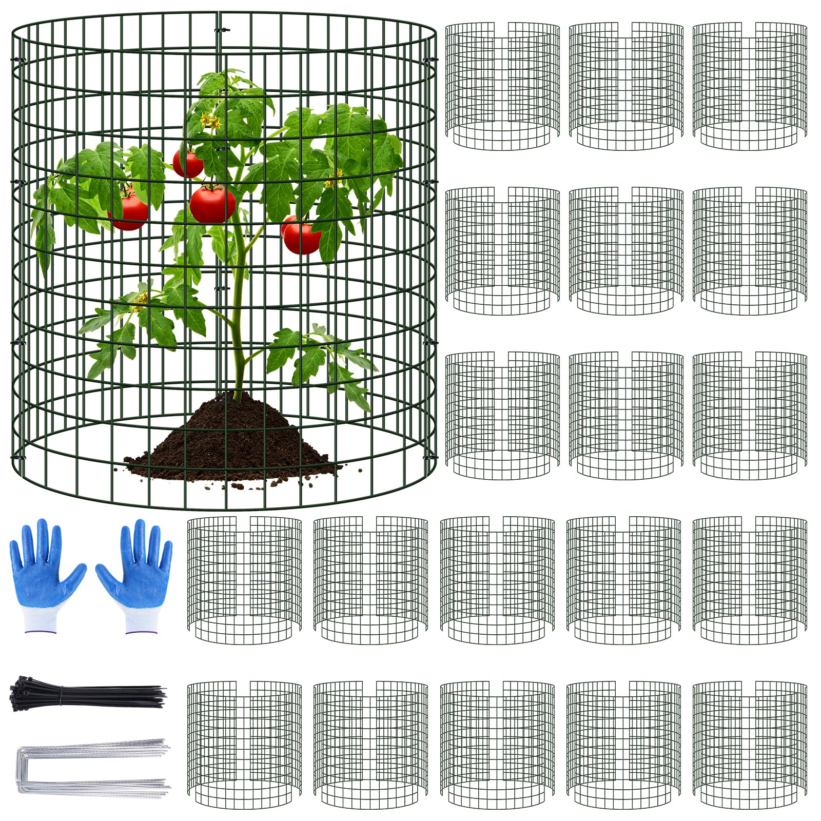 Photo 1 of 20 Pack Plant Cages for Outdoor Plants, 60pcs Pre-Bent Metal Mesh, 13.5" Dia X 14" H Wire Garden Plant Protector Cloches to Keep Squirrels and Chicken Out and Protection Vegetables Flowers Shrubs