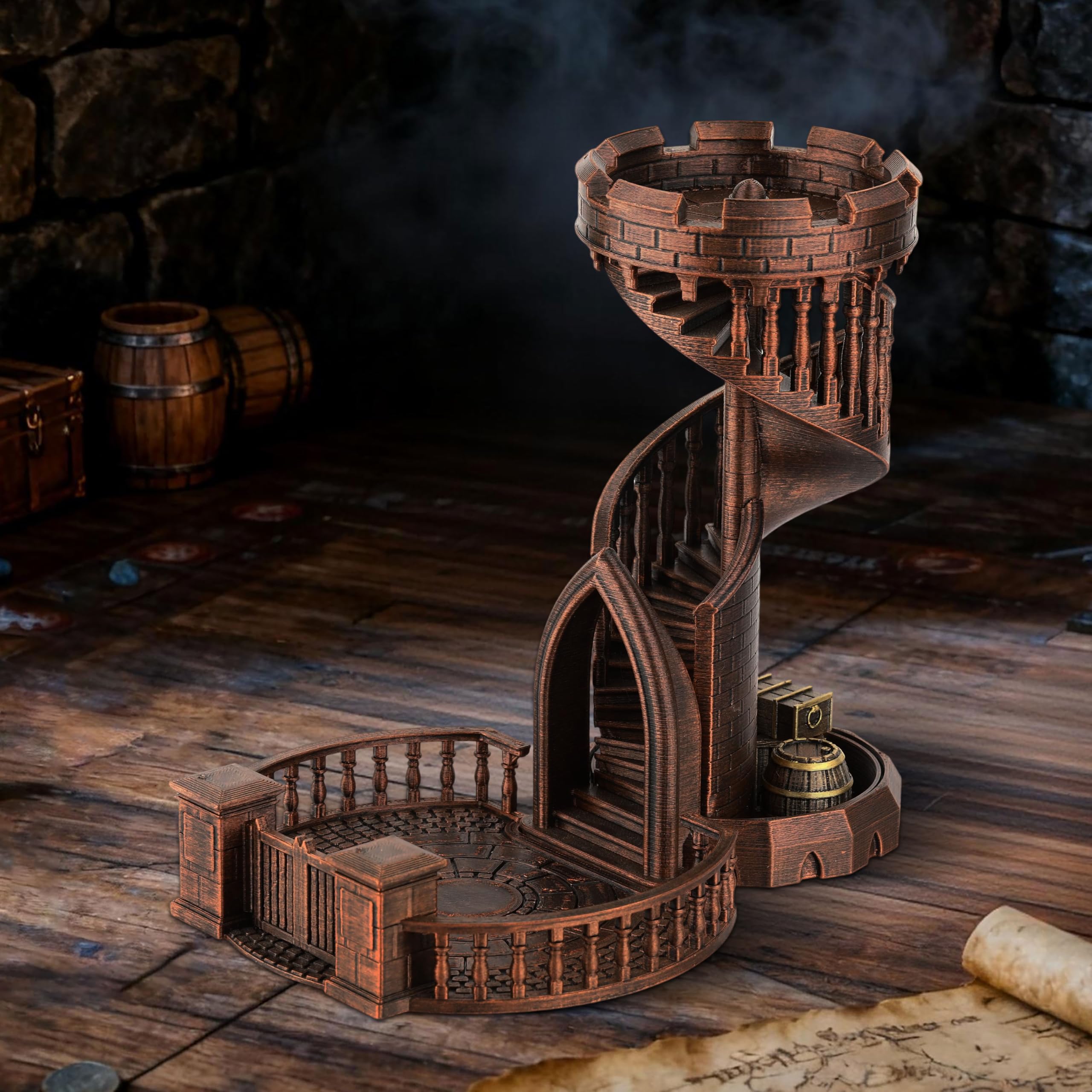 AUSPDICE DND Dice Rolling Tower Castle and Tray, Retro Dice Roller for RPGs