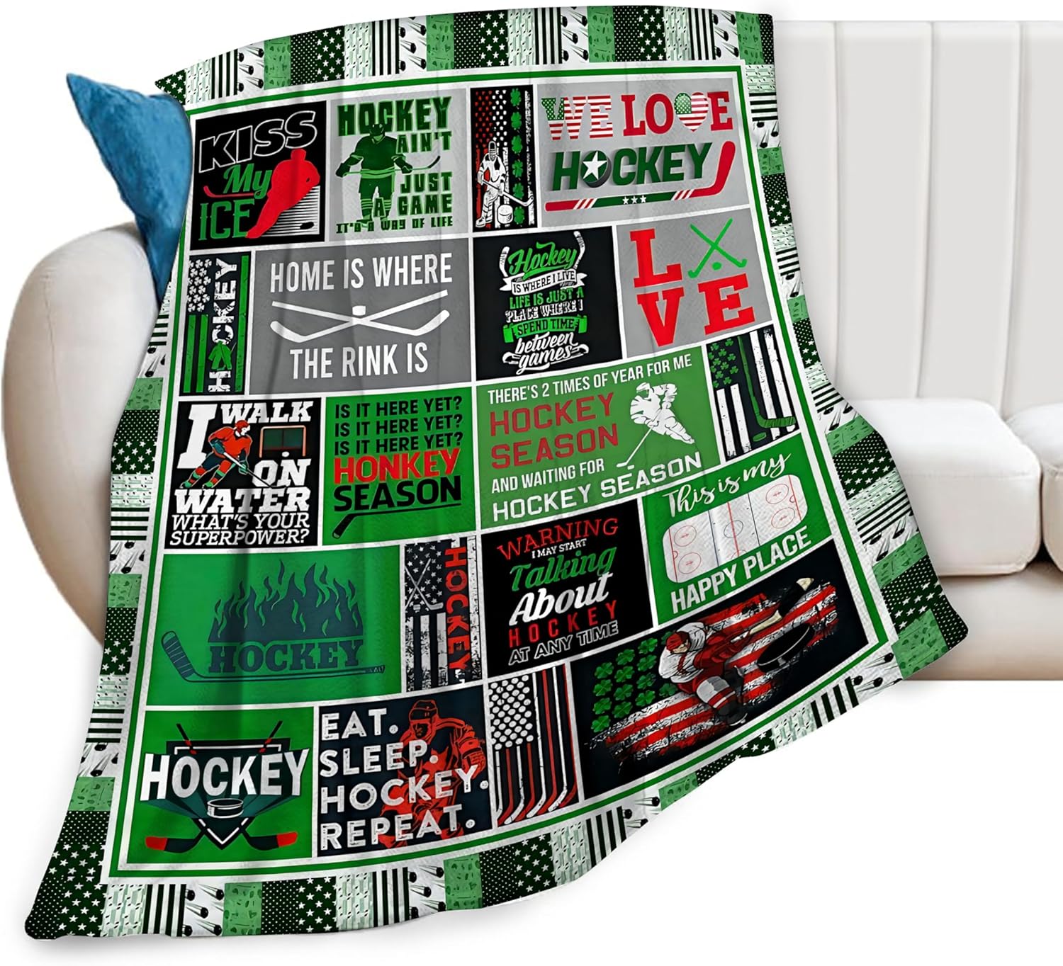 Ice Hockey Blanket Hockey Gifts for Boys Girls Sports Throw
