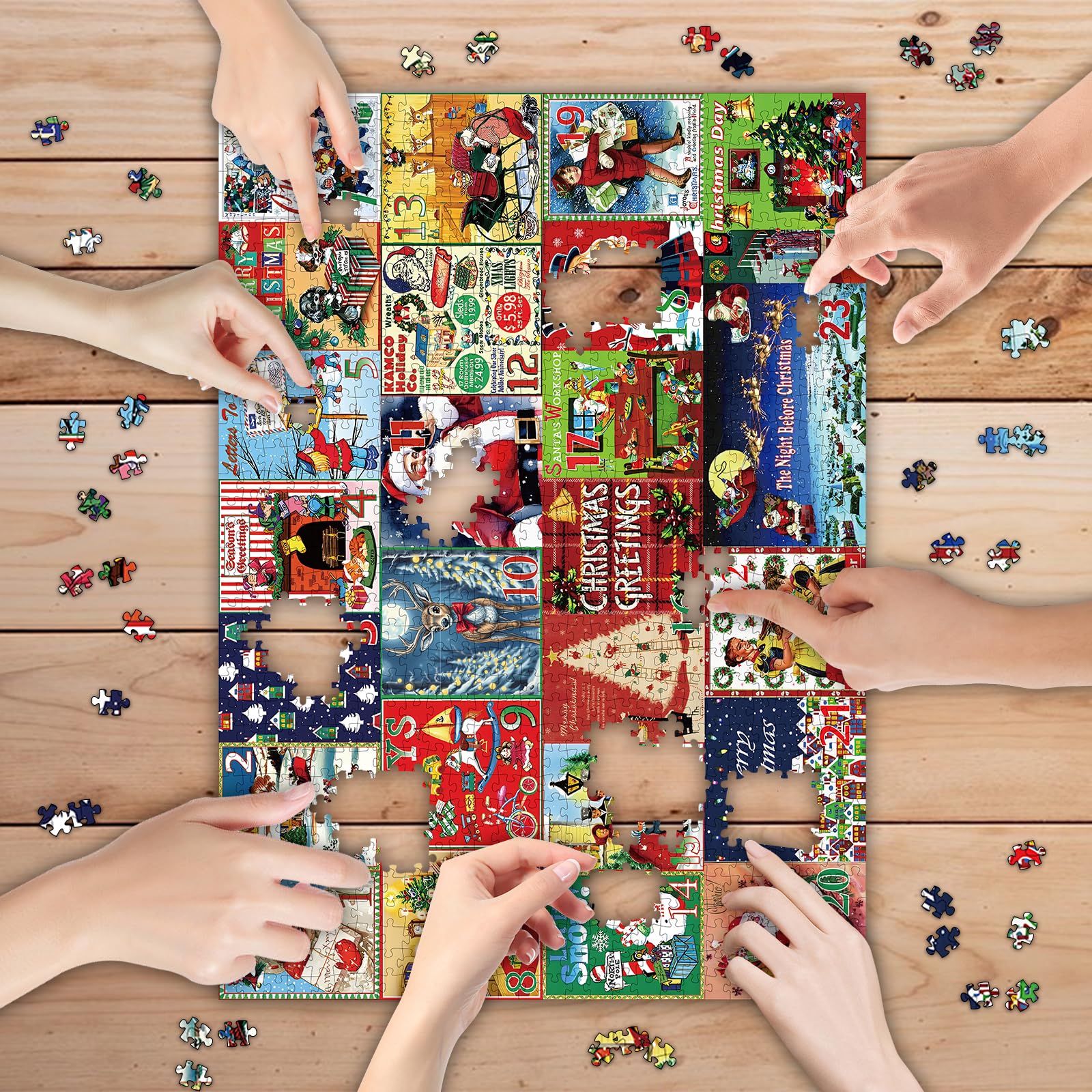 Lihome Calendario dell'Avvento puzzle per adulti 2024, puzzle da 1008 pezzi per conto alla rovescia di Natale, 24 scatole per gioco natalizio in famiglia