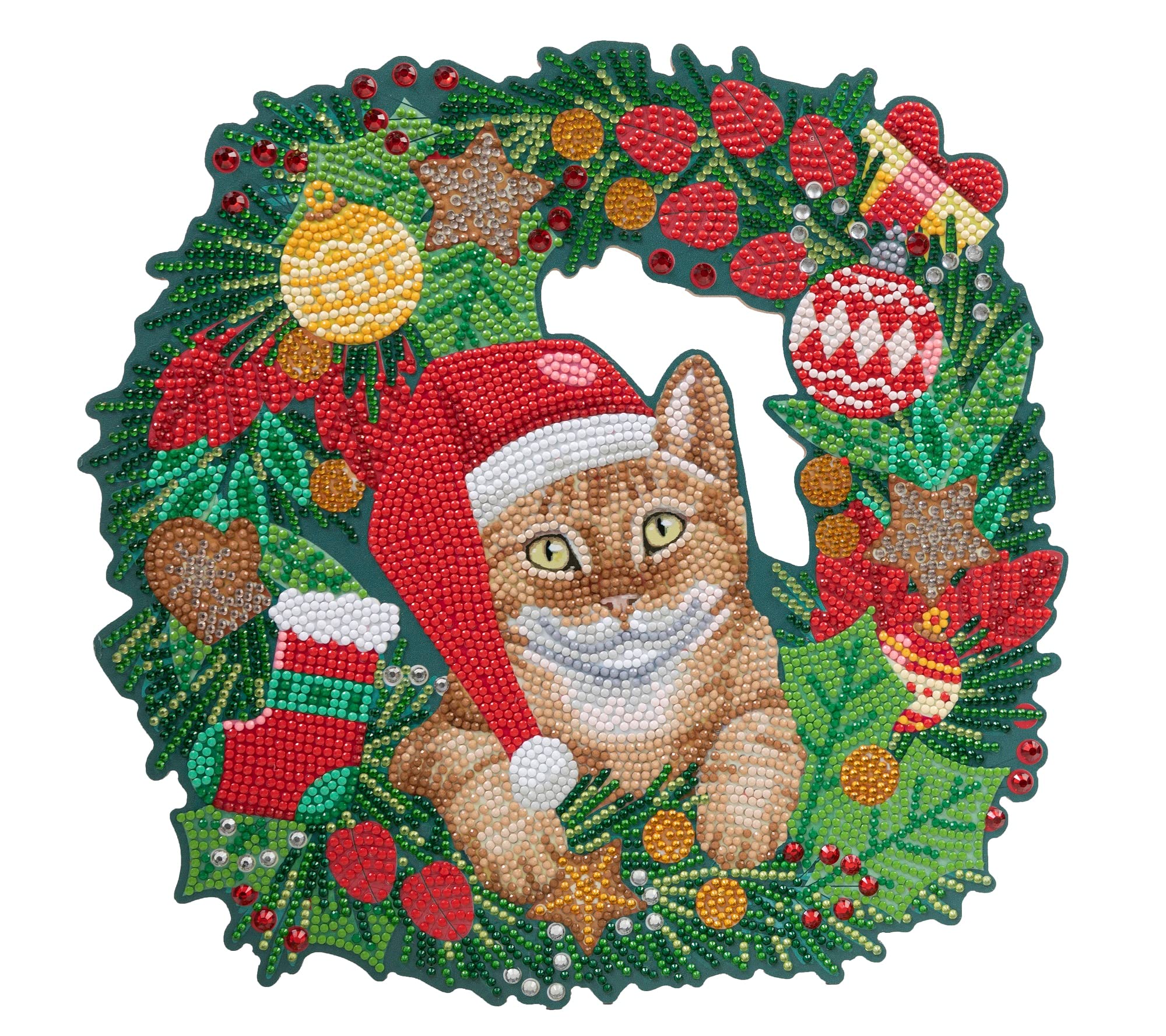 Craft Buddy Cat Xmas Wreath Crystal Art Kit - Diamond Painting Christmas Decorations
