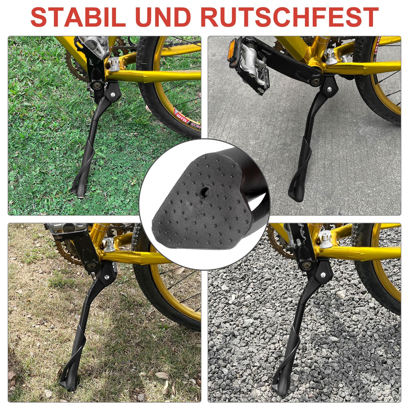 Fahrradständer Mountainbike Höhenverstellbarer Fahrrad Ständer Aluminiumlegierung Rutschfester Mittelständer für E-Bike, MTB, Trekkingrad, Cityrad, Rennrad