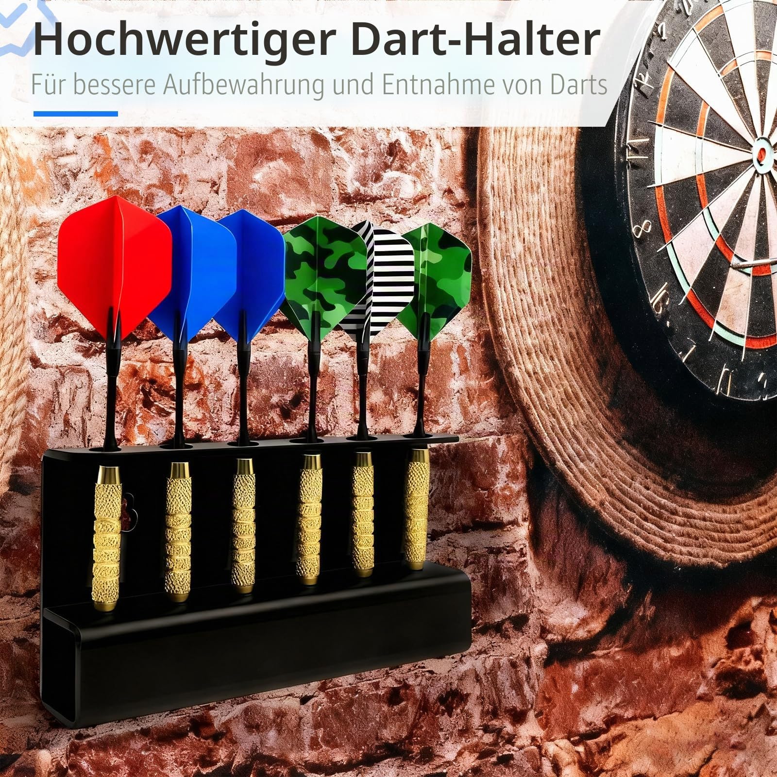 Darthalter Wandmontage - Acryl Dart Rack für 6 Dart - Selbstklebend oder Schraubbefestigung - Ideales Dartzubehör für Home Game Room Bar - Langlebig & Einfach zu installieren
