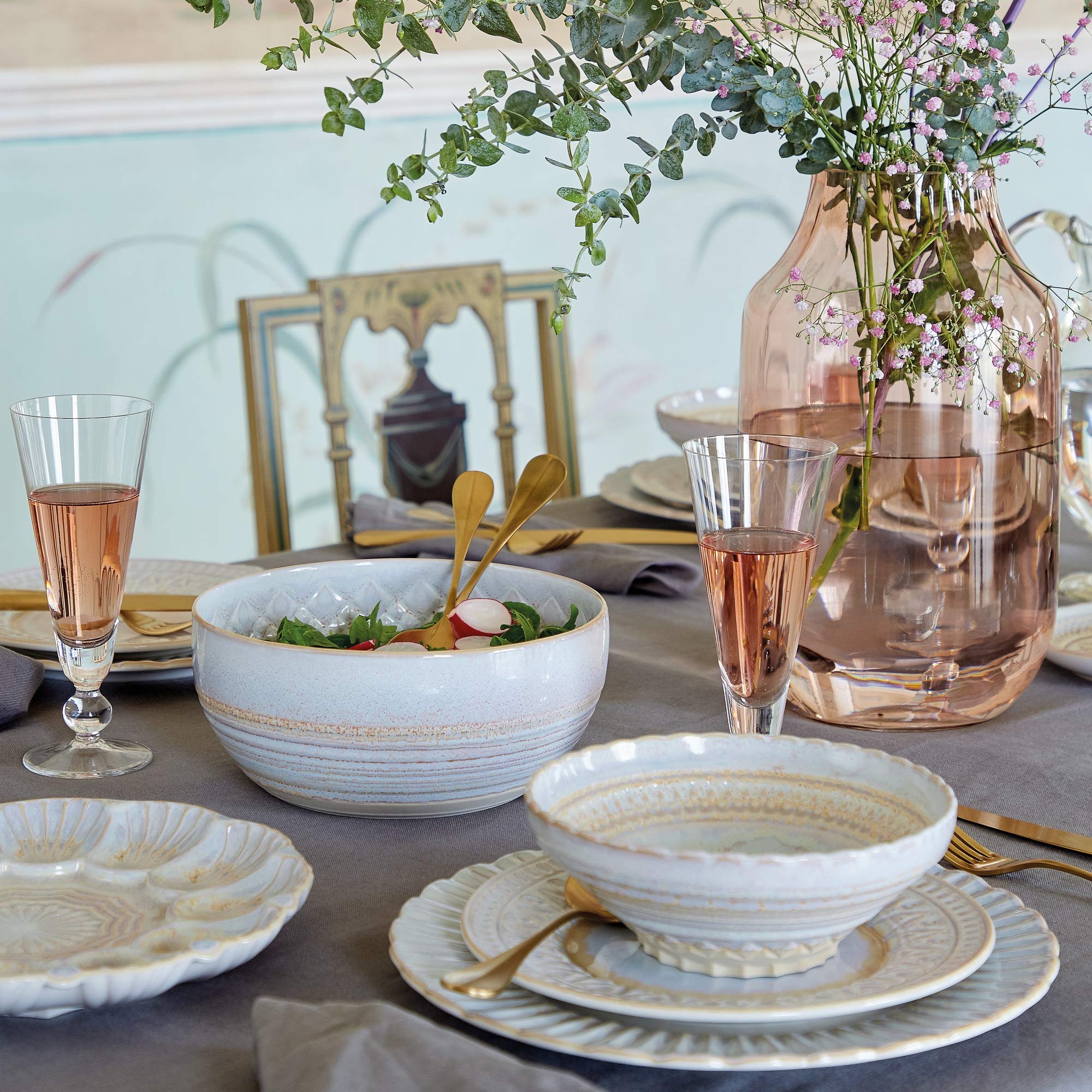 Costa Nova, Cristal colección, Vajilla elegante, gres, Plato pan , nacar, 15 cm, 6 piezas