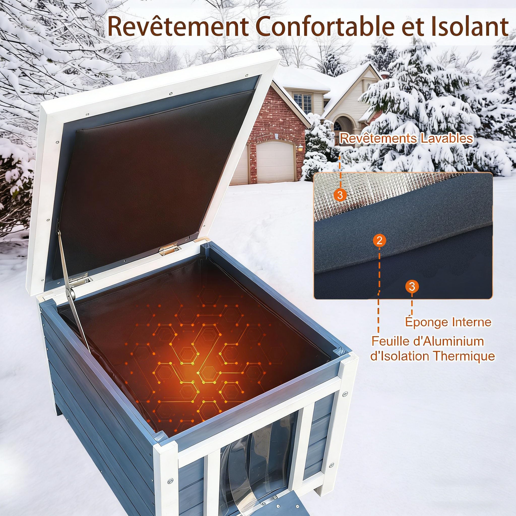 Feral Kitty Niche pour Chat Extérieur avec Doublure Isolée pour l'hiver Imperméable Clapier pour Lapin Chat