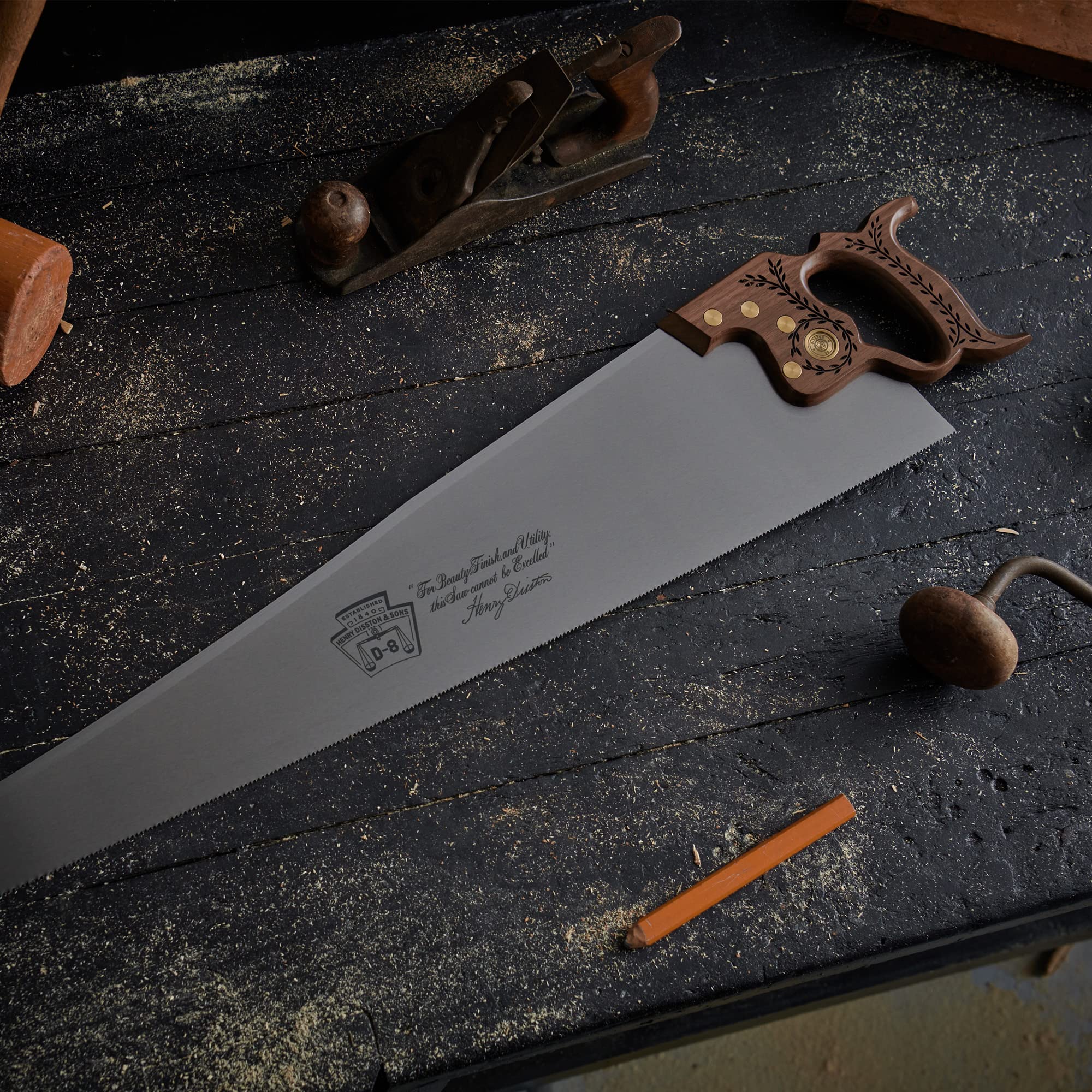 Disston Sierra de corte transversal profesional con mango de nogal de 66 cm para madera