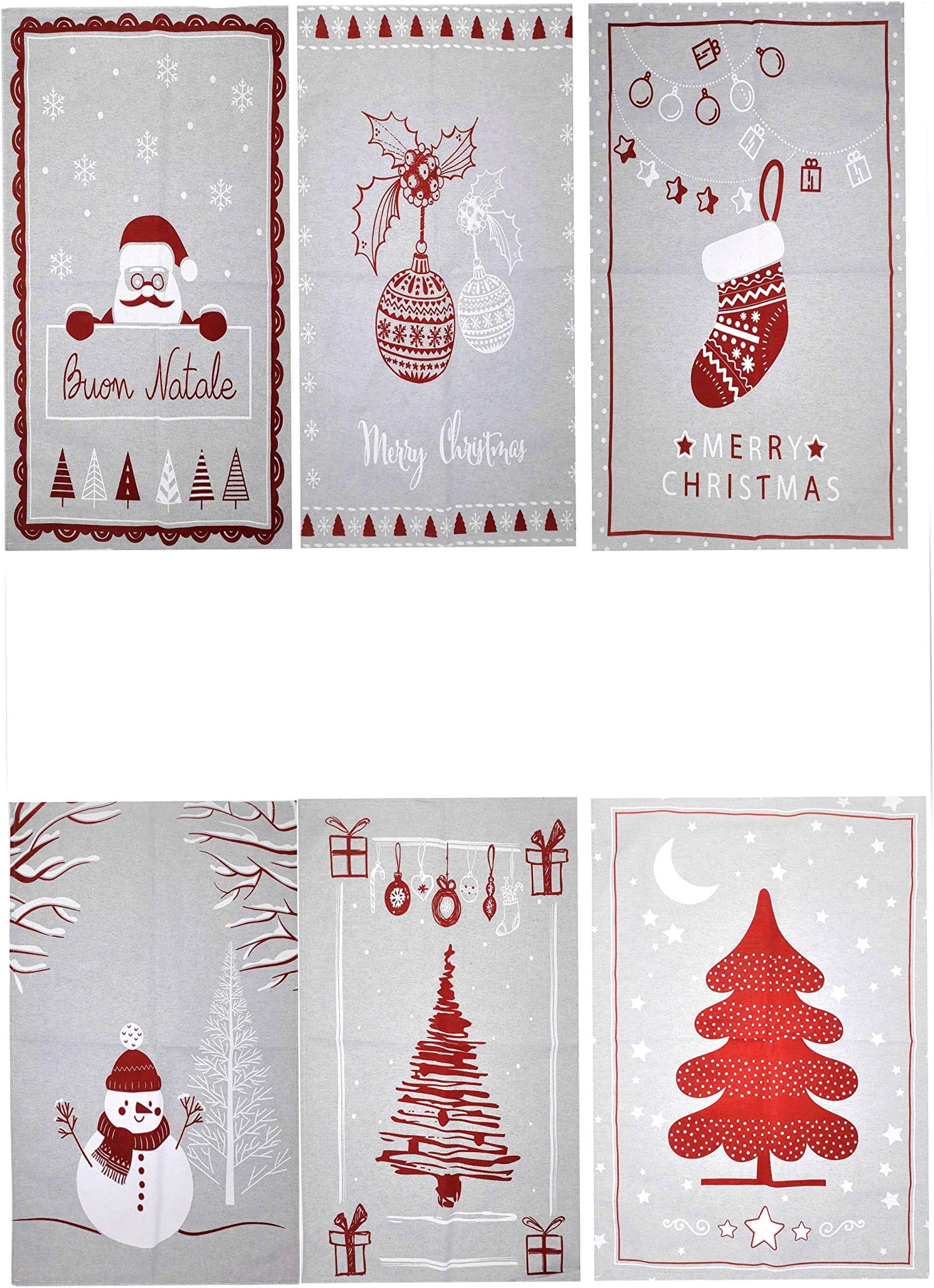 Zambaiti Christmas Multicoloured Cotton Kitchen Tea Towels, Pack of 12
