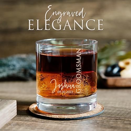 Miniatura 6 de Individual, regalos de padrinos de boda, vidrio de whisky personalizado para padrinos de boda, regalos de propuesta de padrinos de boda, regalos