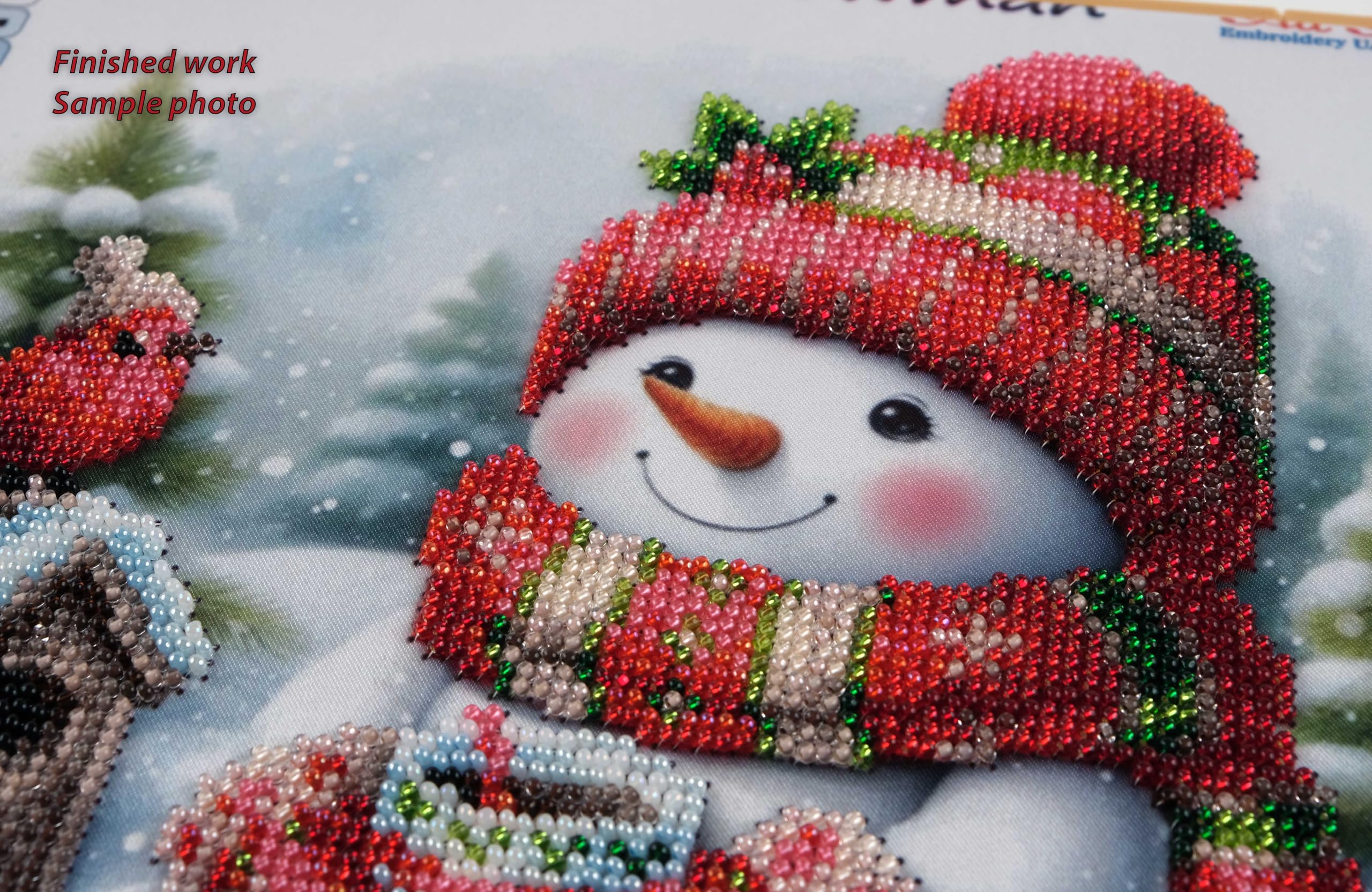 AllAboutEmbroideryUA Kit de bordado de cuentas, bonito muñeco de nieve DA-1110 con cuentas de punto de cruz, kit de costura de cuentas de Navidad