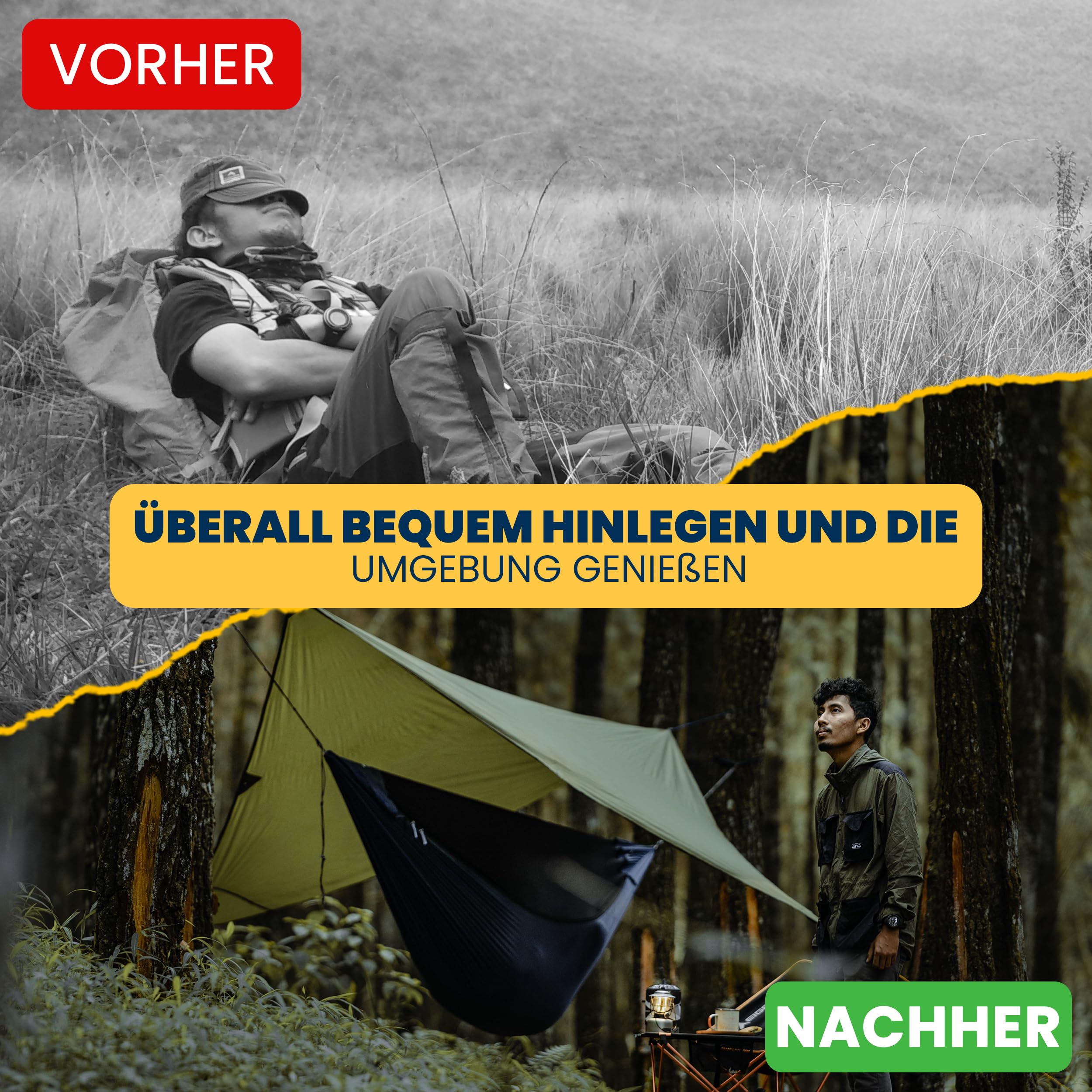 Lightest PRO-Hängematte - Ultraleicht (590 g), Kompakt (325 cm x 140 cm) - inkl. Insektenschutz & integrierter Ridgeline - variierbare Länge (bis zu 3,1 m), Aufbewahrungssystem (Marineblau)