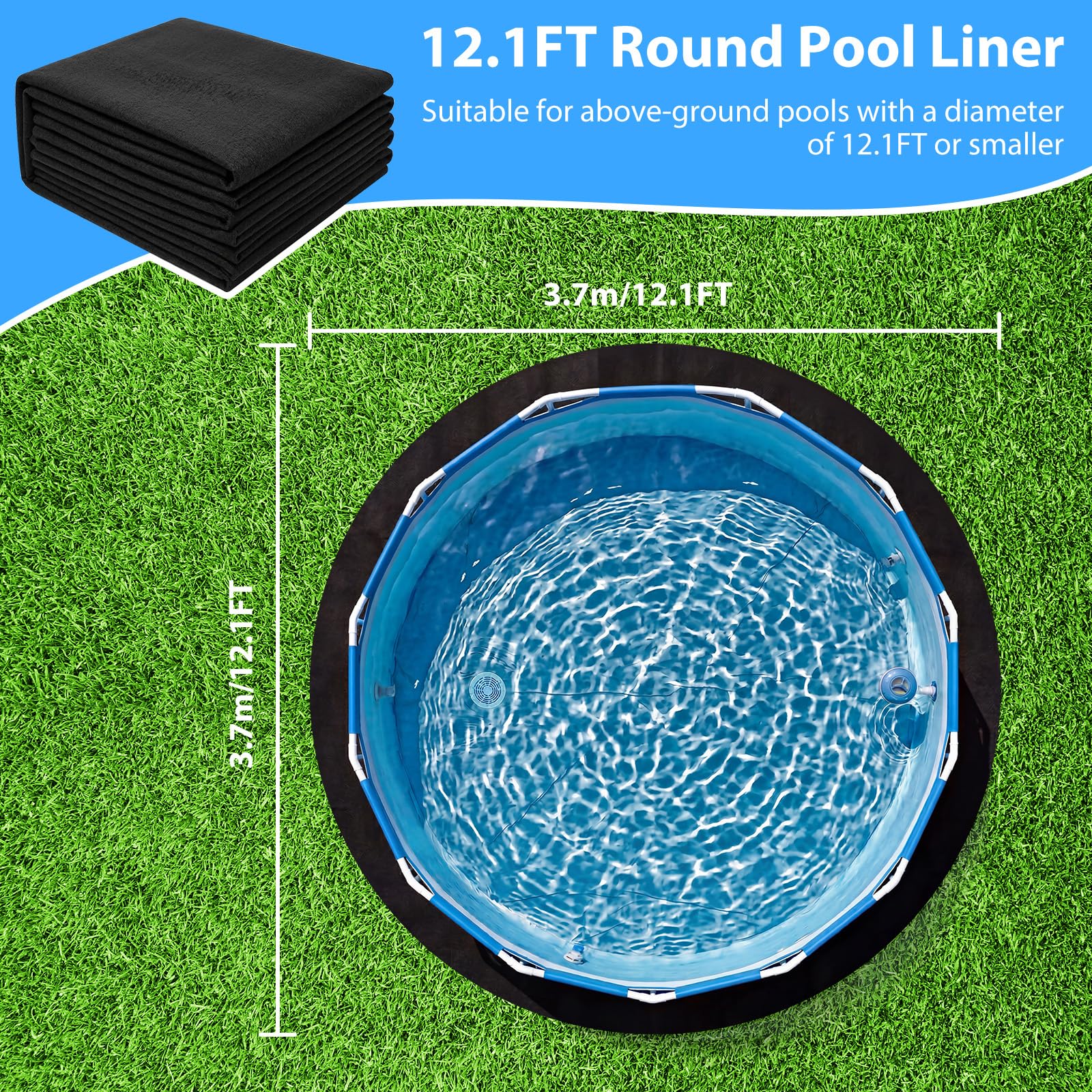 Pool Unterlage Outdoor, Poolunterlage Rund 366, Bodenplane für Pools, Poolmatten Schutzboden, Faltbarer Bodenschutzmatte Pool,Schwimmbecken Unterlage,Zuschneidbar für Schwimmbä Aufblasbarer