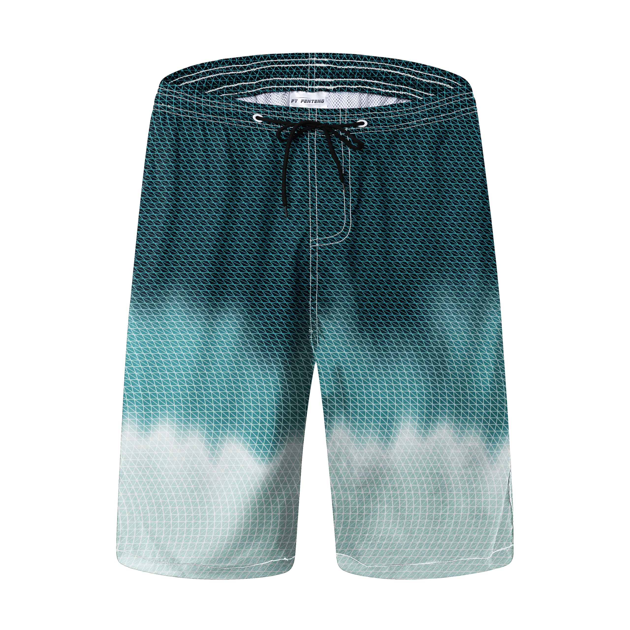 FT FENTENG Mens Swim Trunks Quick Dry Board Shorts with Mesh Lining, Breathable Surf Beach Shorts Swimwear Bathing Suits