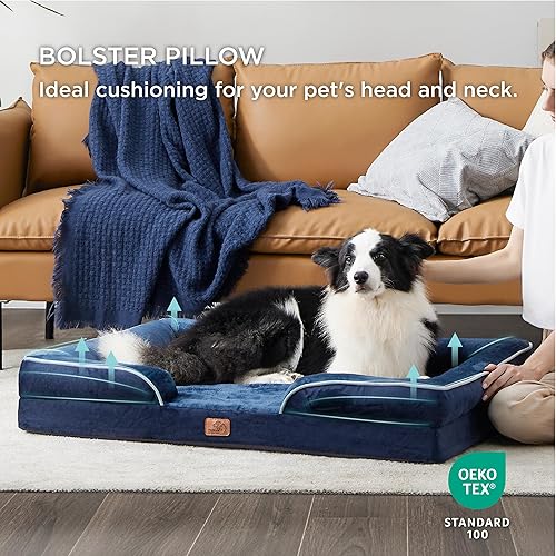 Vista 385 de Bedsure - Cama ortopédica mediana para perros, sofá cama impermeable para perros medianos, espuma de soporte con funda extraíble y lavable, forro