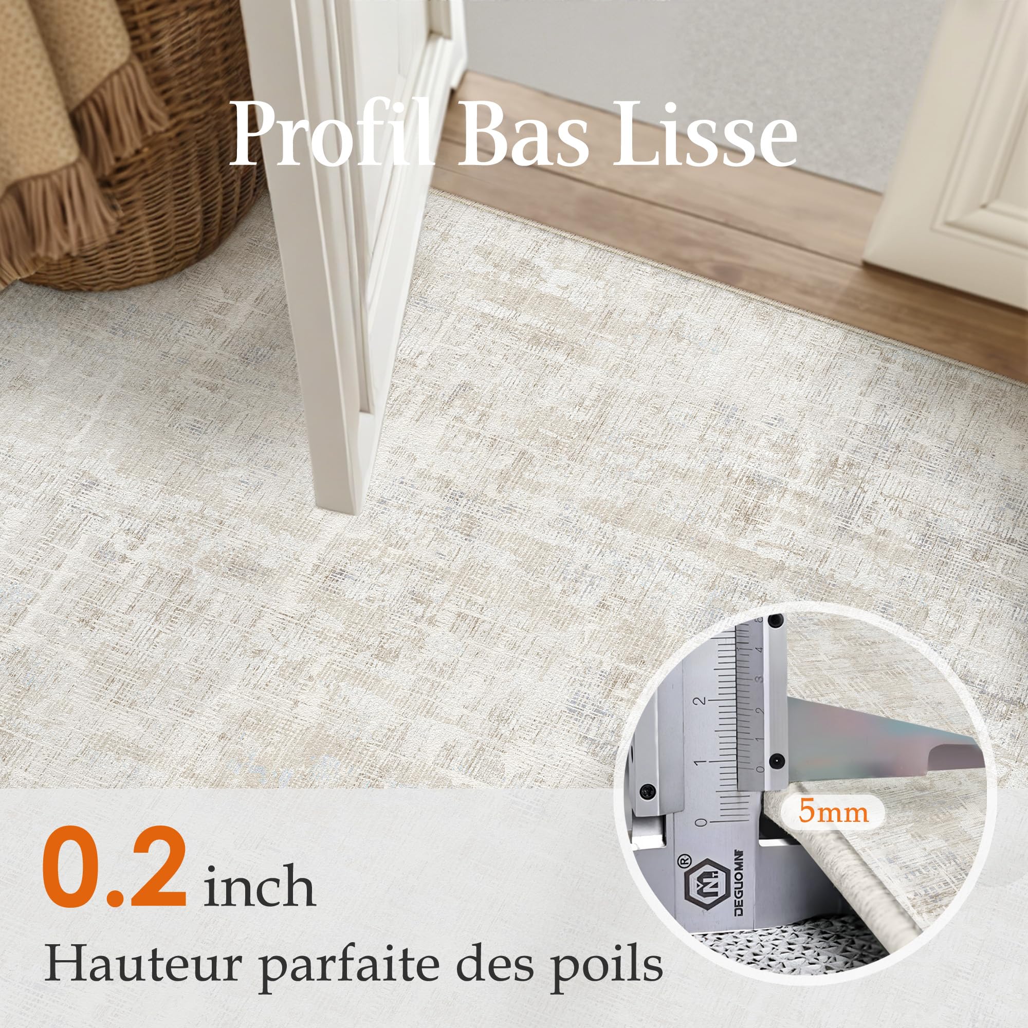 PureCozy Tapis Salon 200x300cm Beige Lavable en Machine Grand Carpet | Antidérapant Rug,Moderne Naturel,Abstrait Carpets,Salle a Manger,Bureau,Descente de Lit,Interieur,Poil Ras Rugs