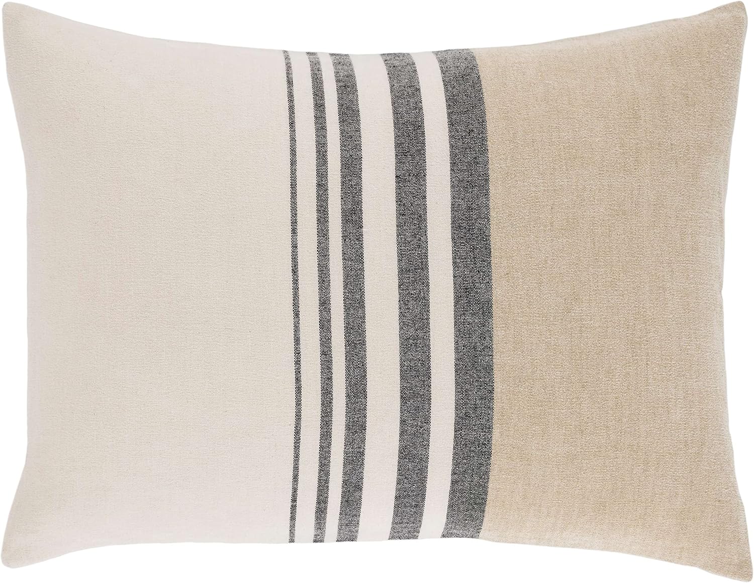Pine Cone Hill Linen Chenille Stripe Duvet Sham, Standard Size, Neutral/Black Stripe Pattern